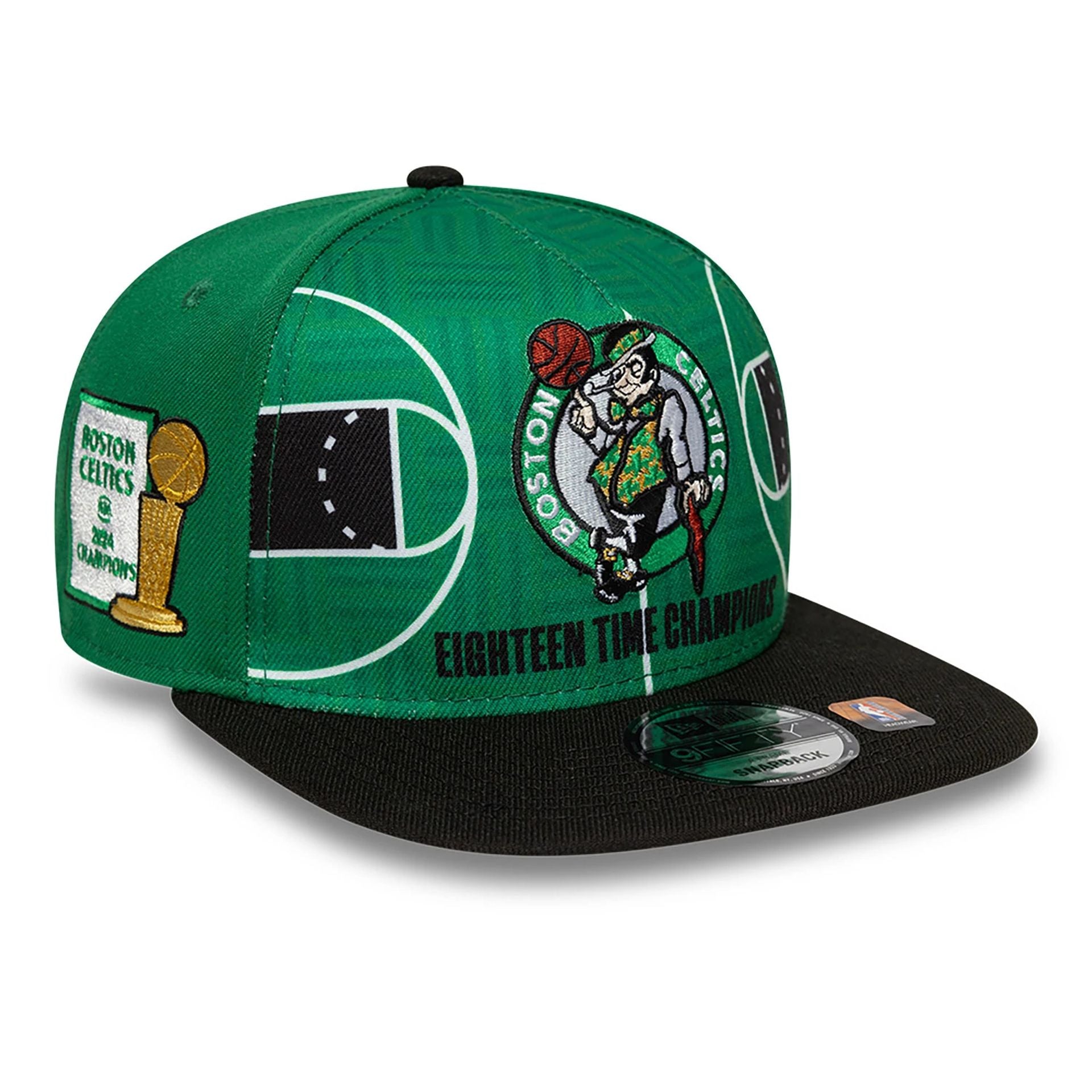 This is a Boston Celtics 18X Champions Green 9FIFTY A-Frame Adjustable Cap 1