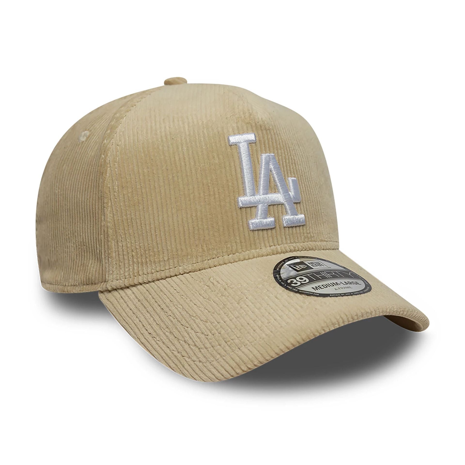 This is a LA Dodgers MLB Cord Light Beige 39THIRTY A-Frame Stretch Fit Cap 3