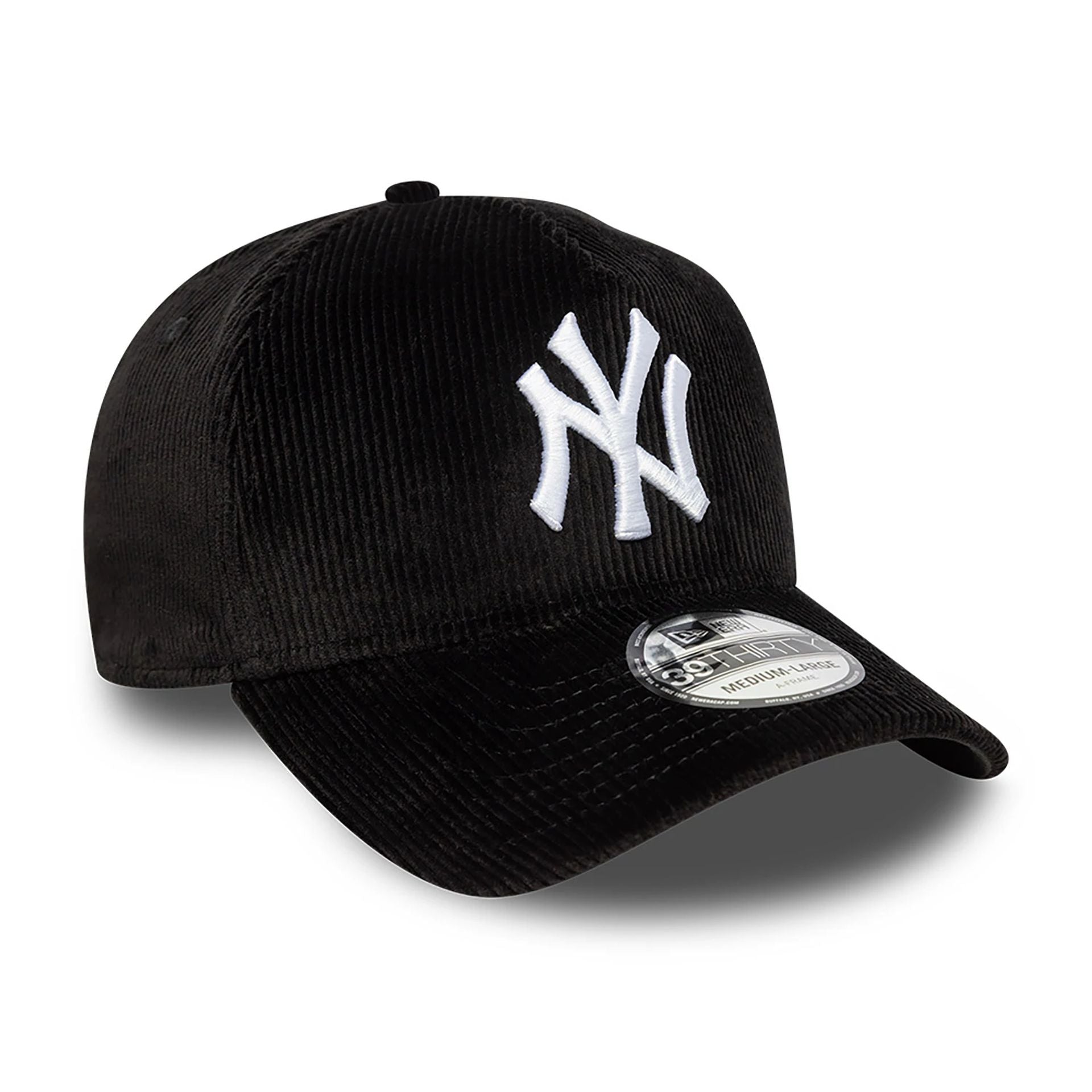 This is a New York Yankees MLB Cord Black 39THIRTY A-Frame Stretch Fit Cap 3