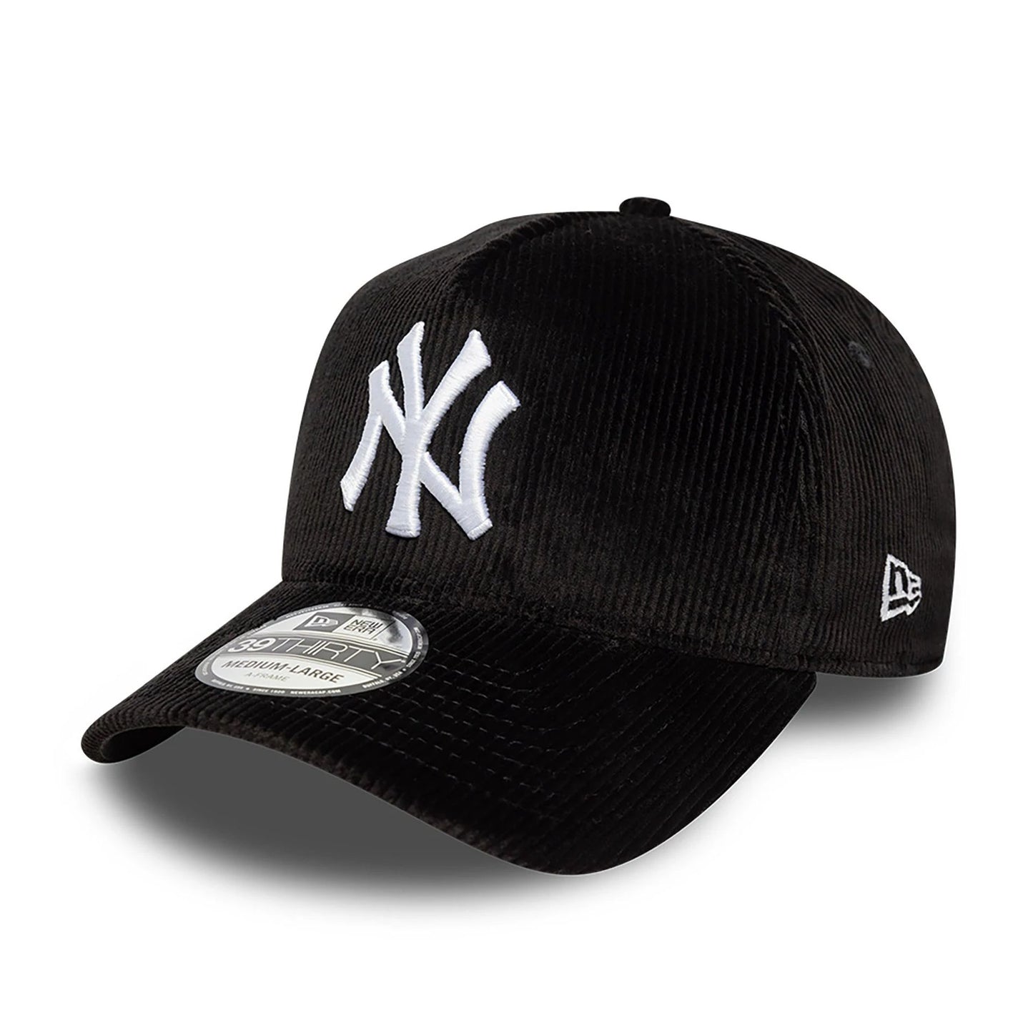 This is a New York Yankees MLB Cord Black 39THIRTY A-Frame Stretch Fit Cap 1