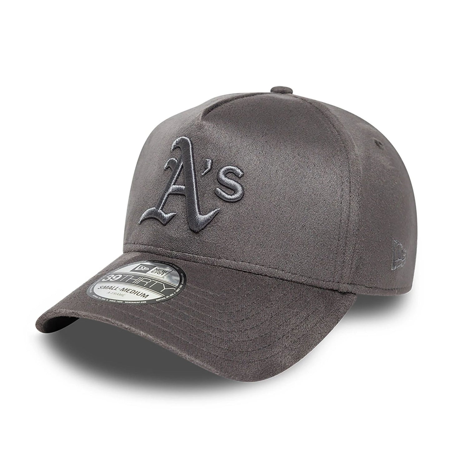 This is a Oakland Athletics MLB Suede Grey 39THIRTY A-Frame Stretch Fit Cap 1