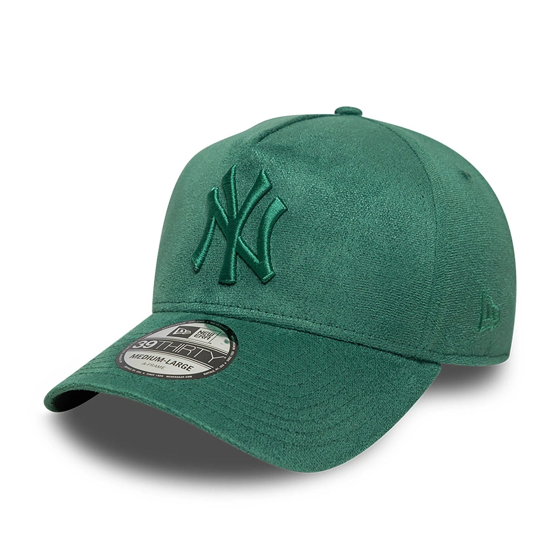 This is a New York Yankees MLB Suede Dark Green 39THIRTY A-Frame Stretch Fit Cap 1