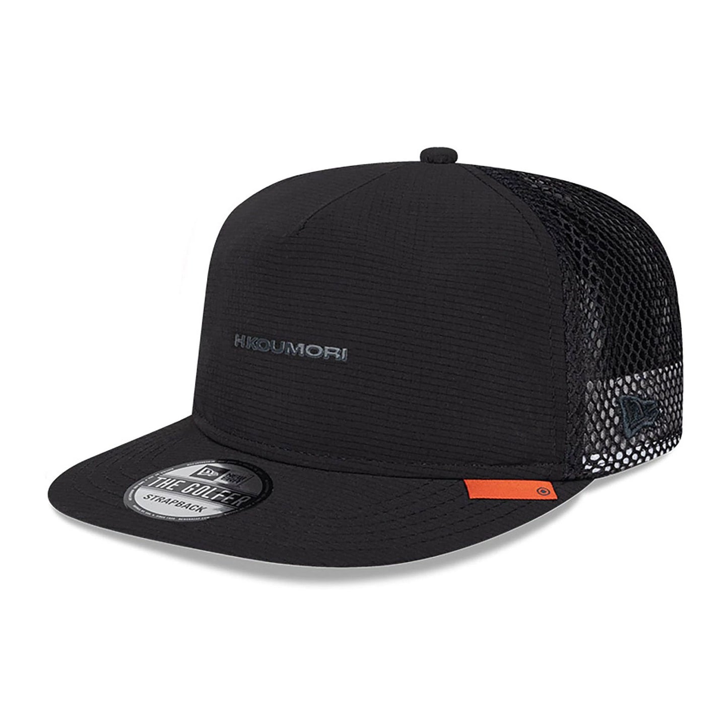 This is a Hermanos Koumori x New Era Black Golfer Adjustable Cap 1