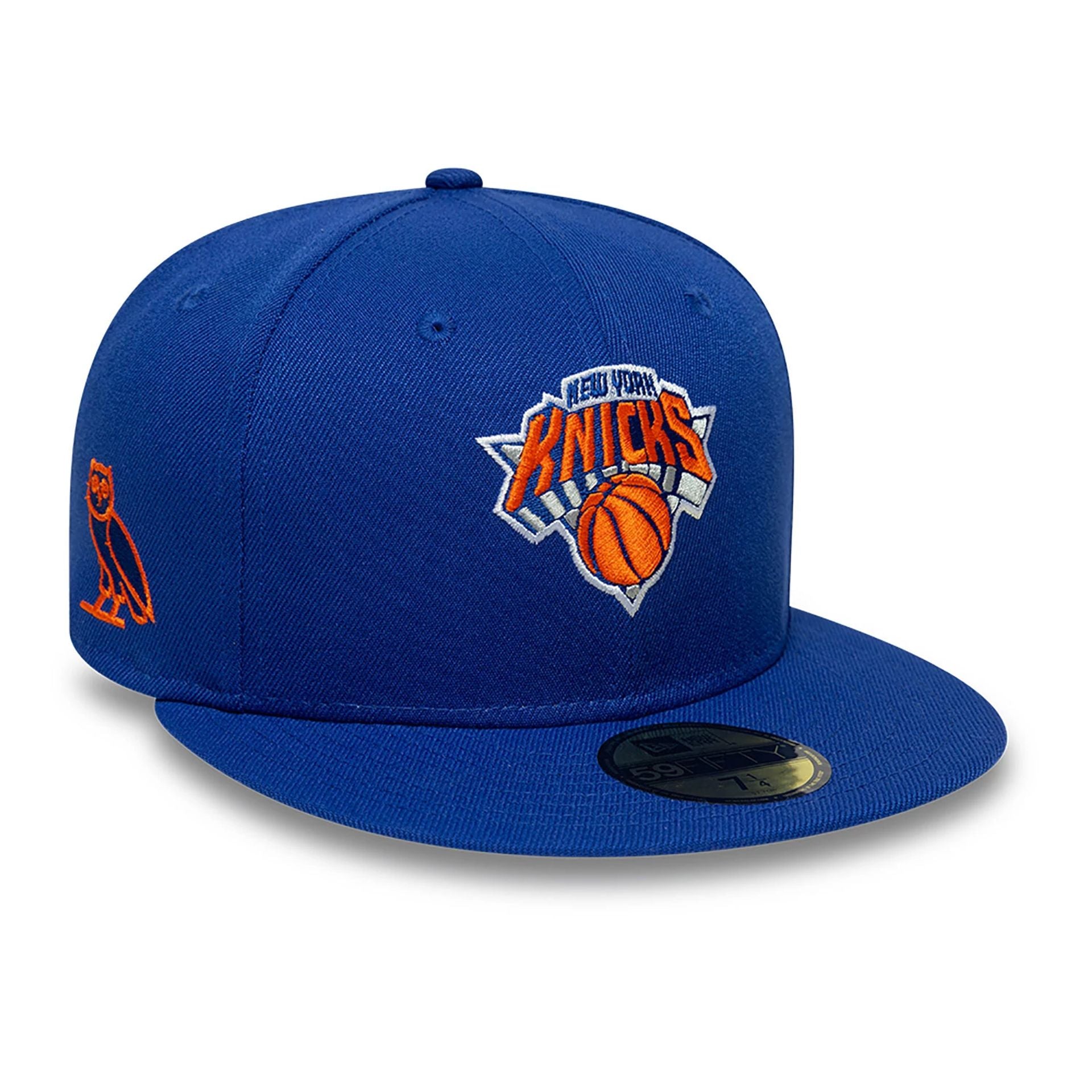 This is a New York Knicks OVO x NBA 2024 Blue 59FIFTY Fitted Cap 1