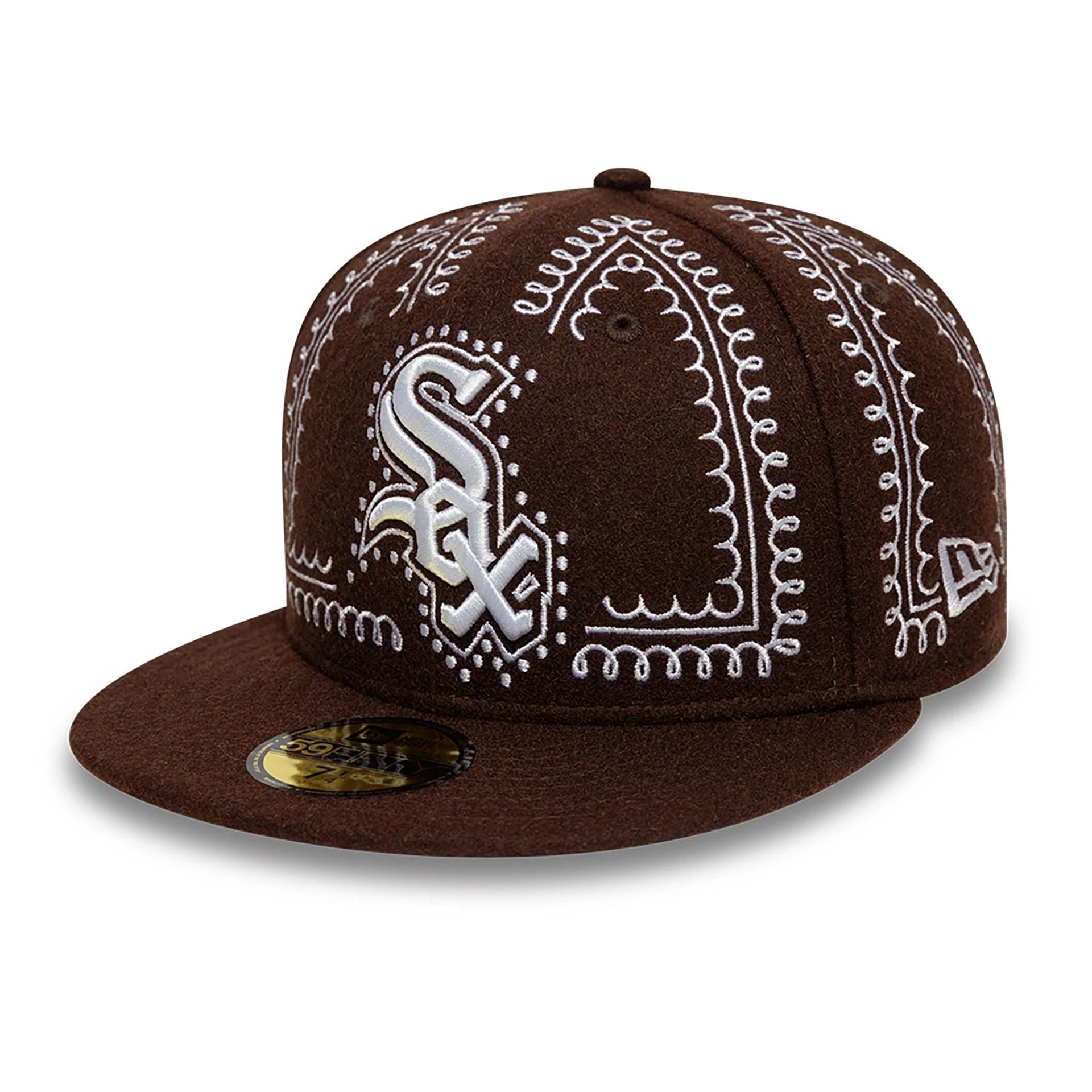 This is a Chicago White Sox Gingerbread Dark Brown 59FIFTY Fitted Cap 1