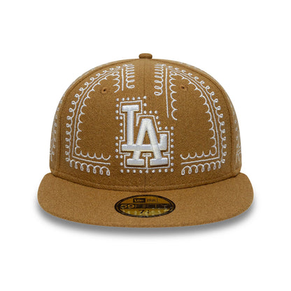 This is a LA Dodgers Gingerbread Beige 59FIFTY Fitted Cap 2