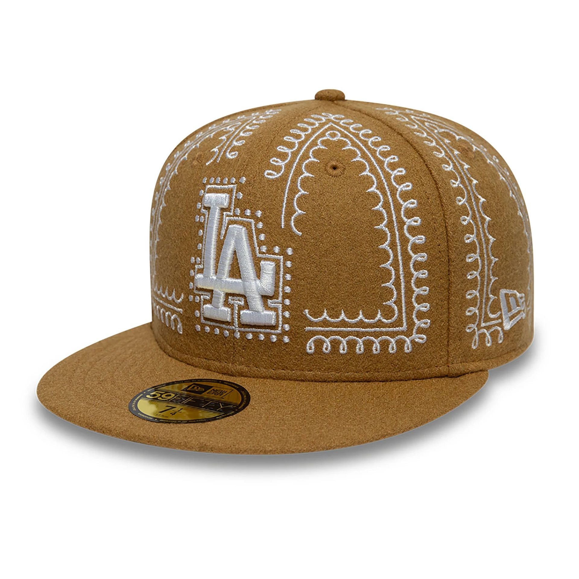 This is a LA Dodgers Gingerbread Beige 59FIFTY Fitted Cap 1