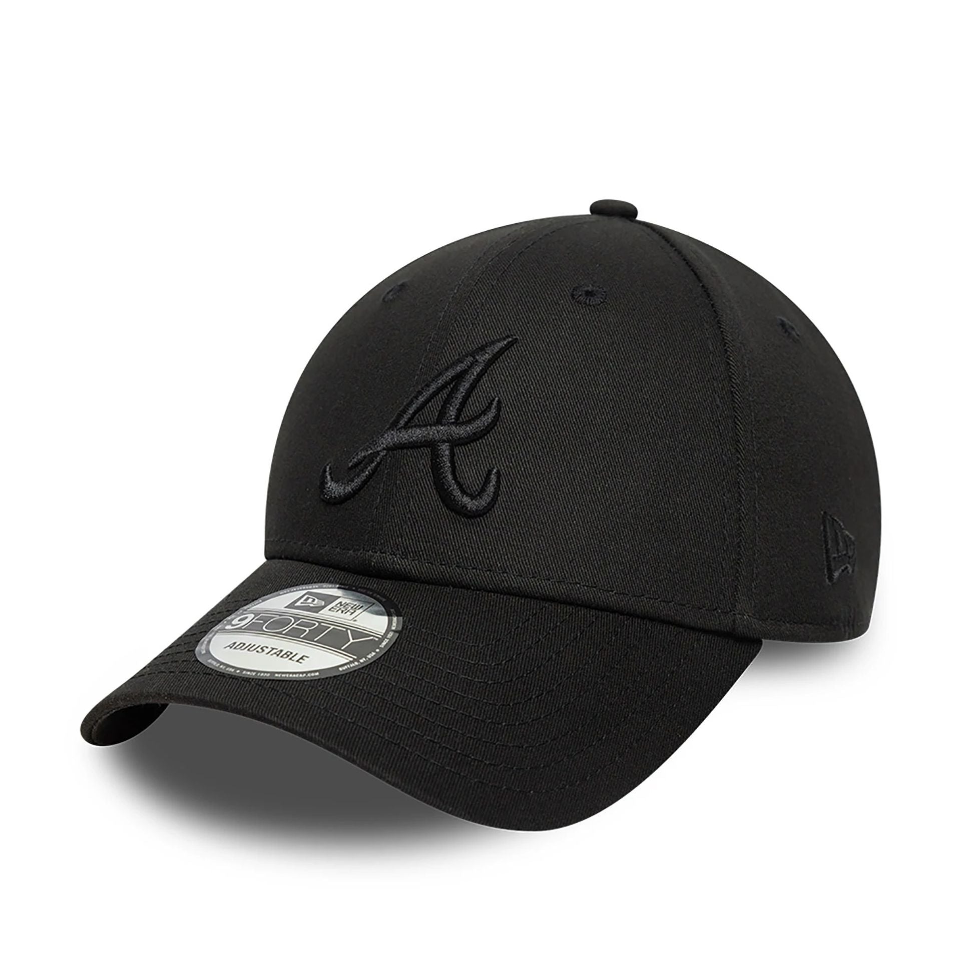 This is a Atlanta Braves Satin Lined Black 9FORTY Adjustable Cap 1