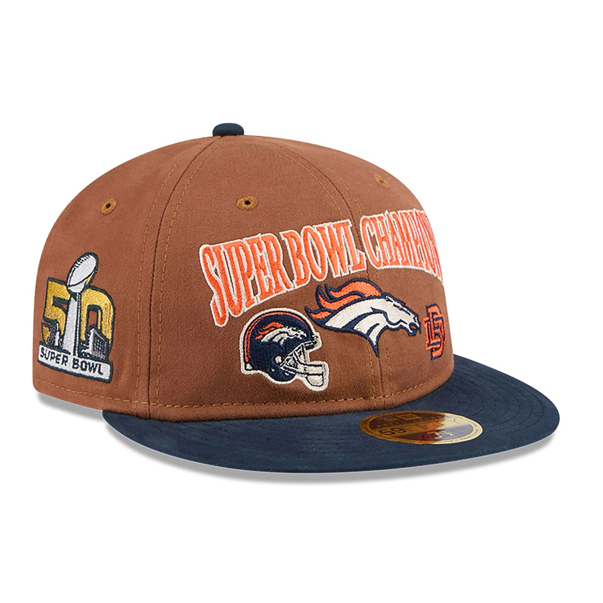 This is a Denver Broncos NFL Champions Dark Beige Retro Crown 59FIFTY Fitted Cap 1