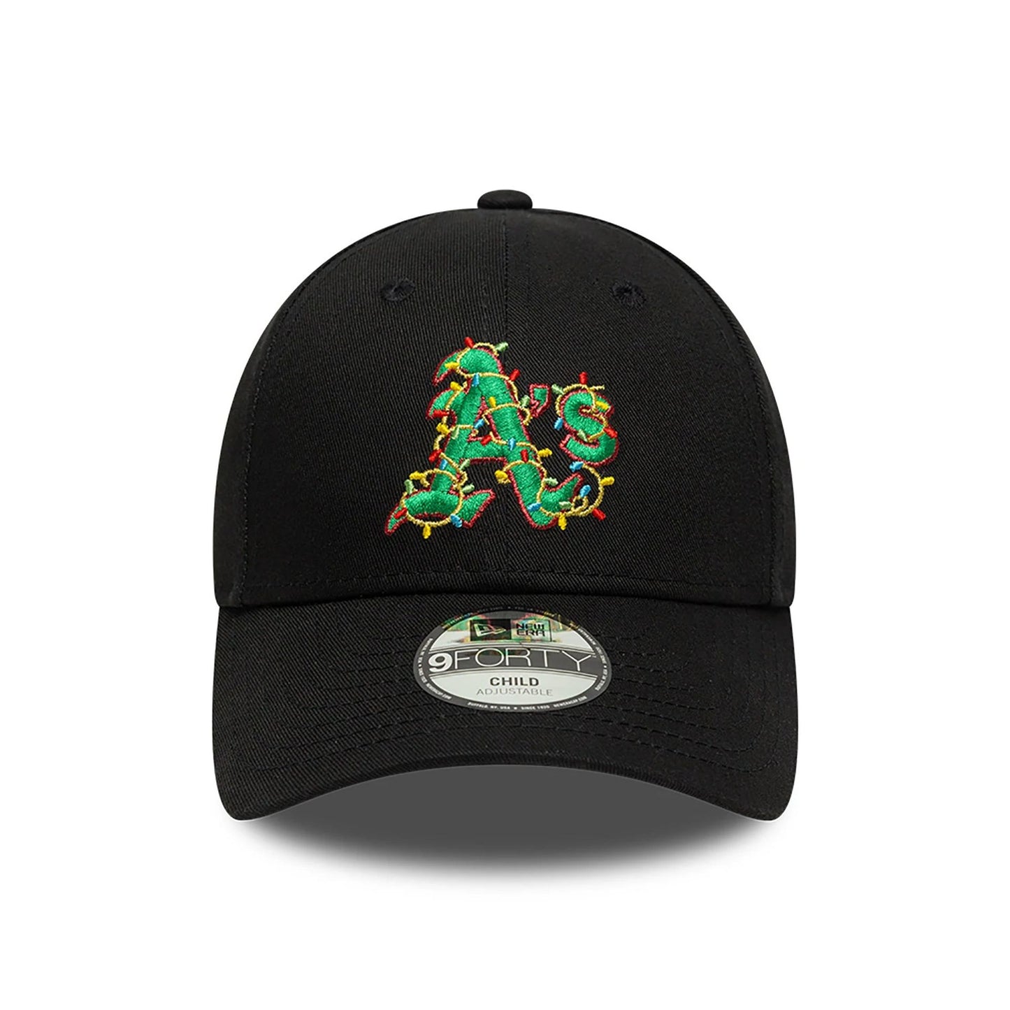 This is a Oakland Athletics Child Christmas Lights Black 9FORTY Adjustable Cap 2