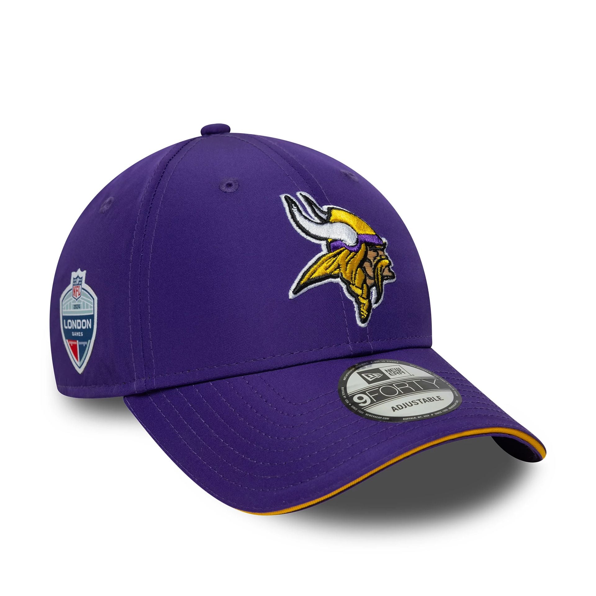 This is a Minnesota Vikings NFL International Series Games London 2024 Purple 9FORTY Adjustable Cap 1