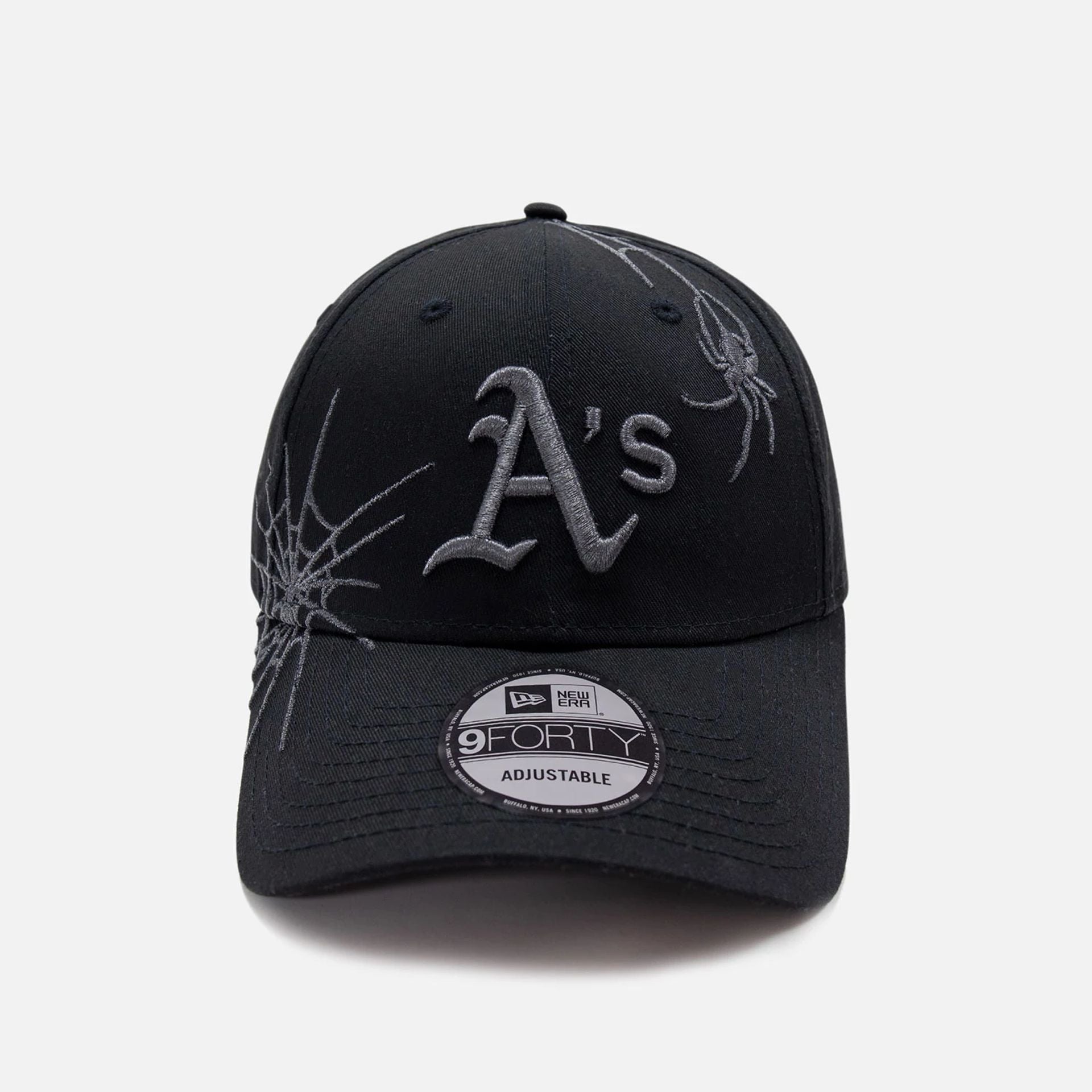 This is a Oakland Athletics Halloween Spider Web Black 9FORTY Adjustable Cap 2