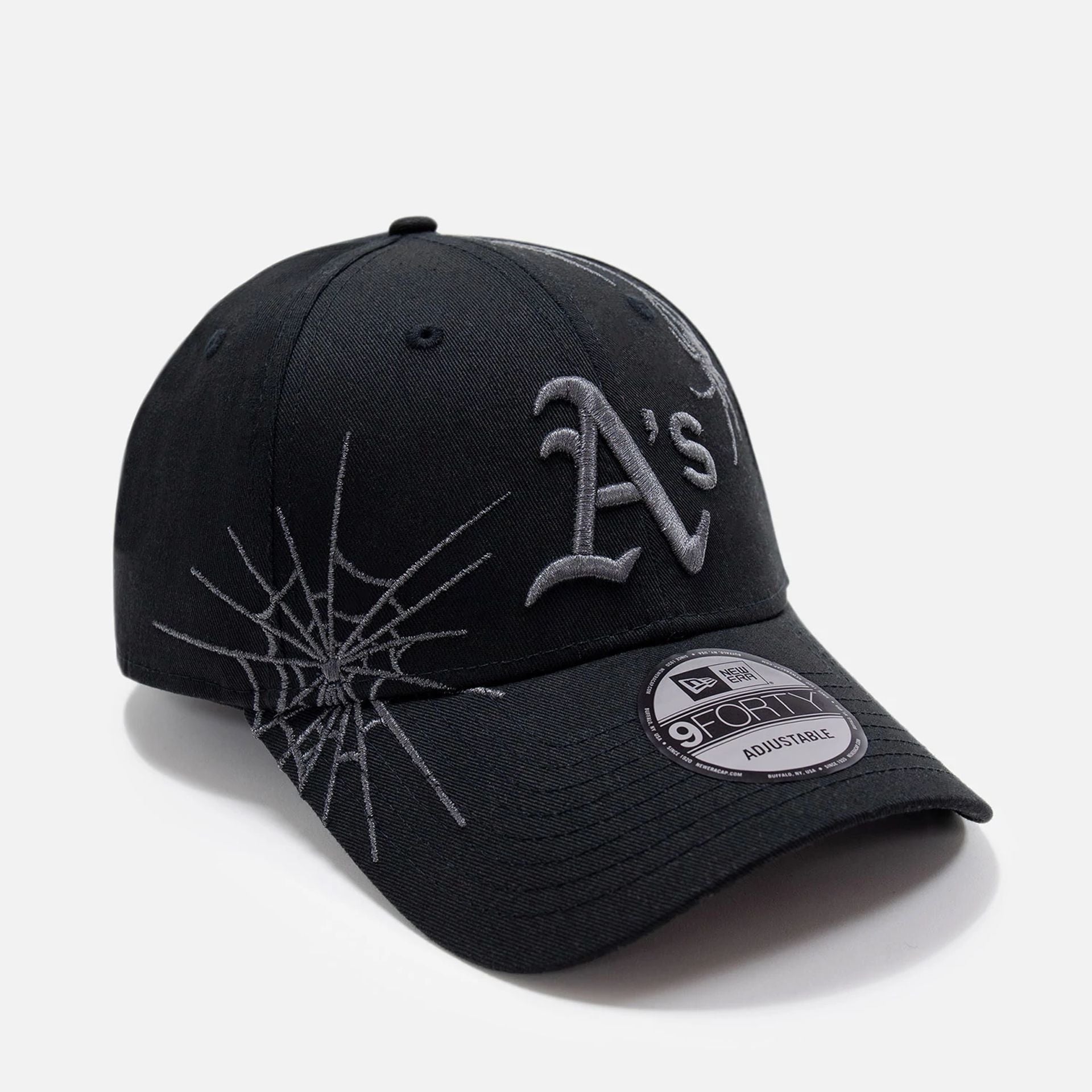 This is a Oakland Athletics Halloween Spider Web Black 9FORTY Adjustable Cap 3