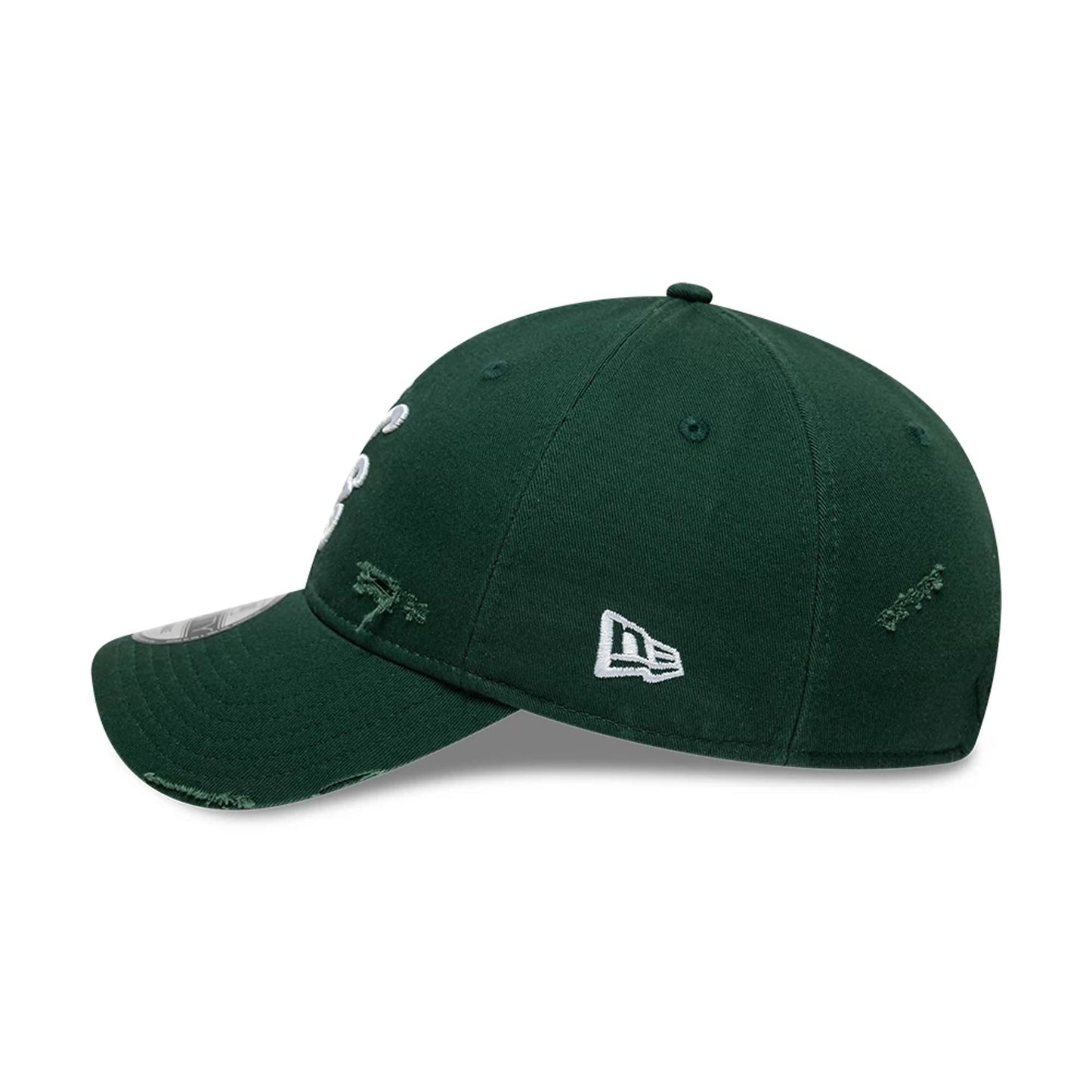 This is a New Era Distressed Dark Green 9TWENTY Adjustable Cap 6