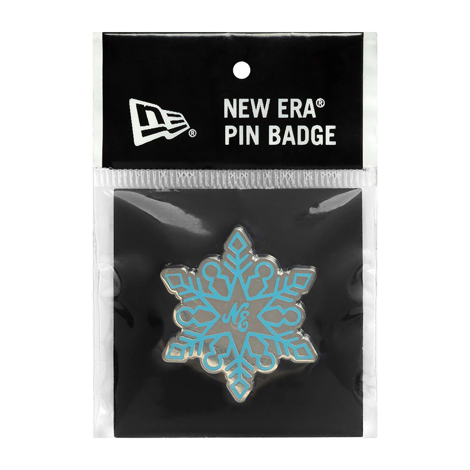 This is a New Era Snowflake Blue Pin Badge 3