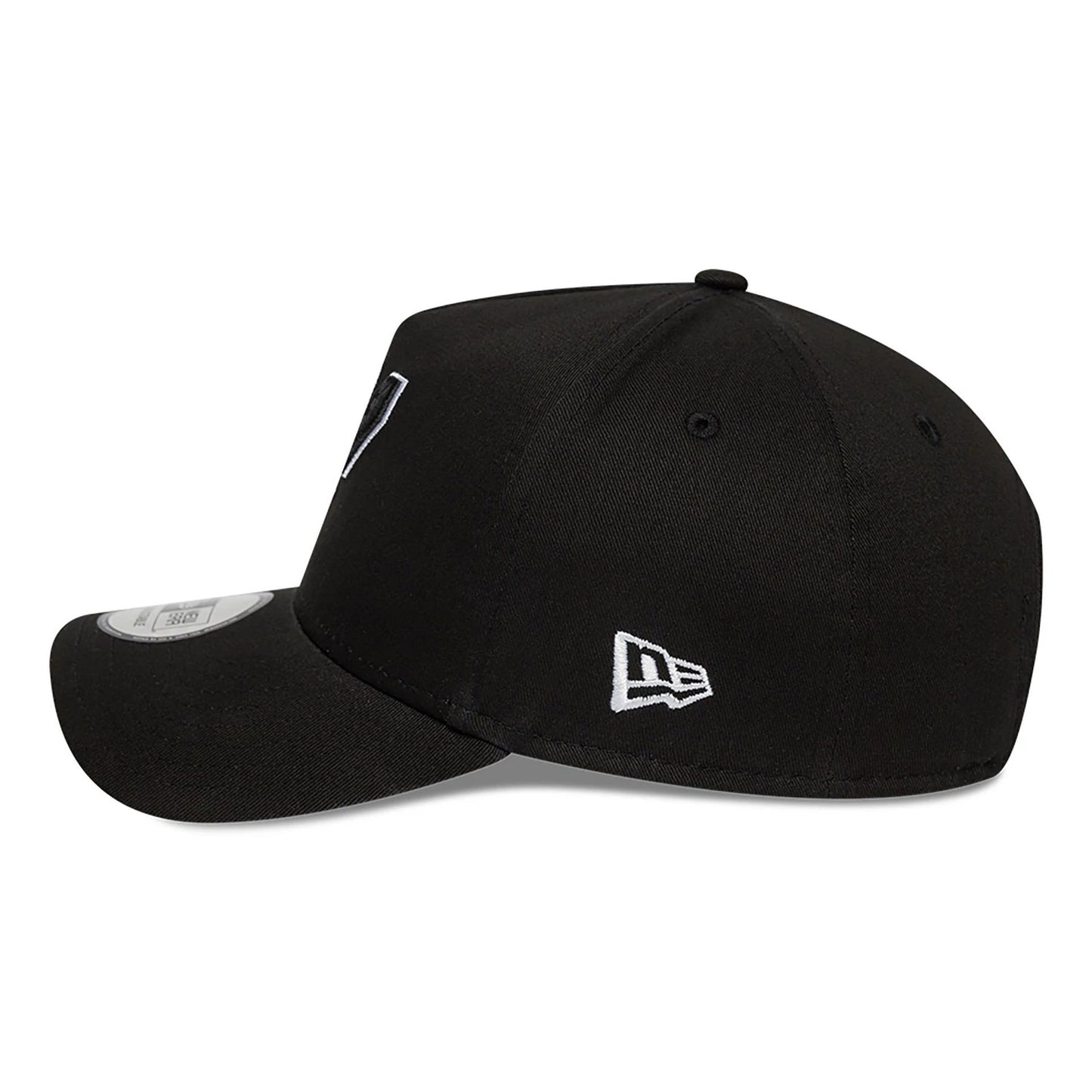 This is a San Antonio Spurs NBA Paris Games 2025 Black 9FORTY E-Frame Adjustable Cap 7