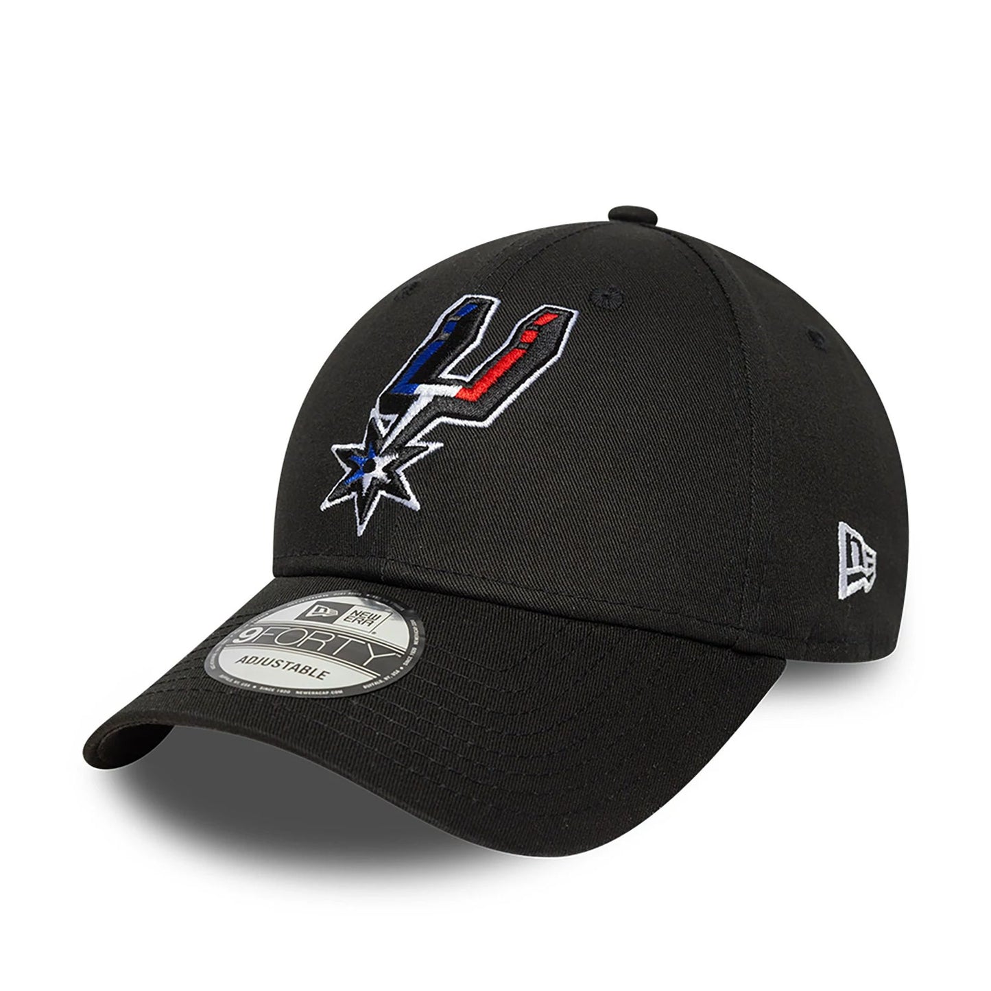 This is a San Antonio Spurs NBA Paris Games 2025 Black 9FORTY Adjustable Cap 3