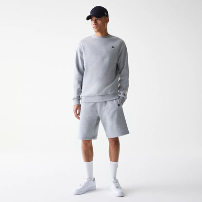 The Male model is wearing New Era Grey Oversized One Panel Shorts 8