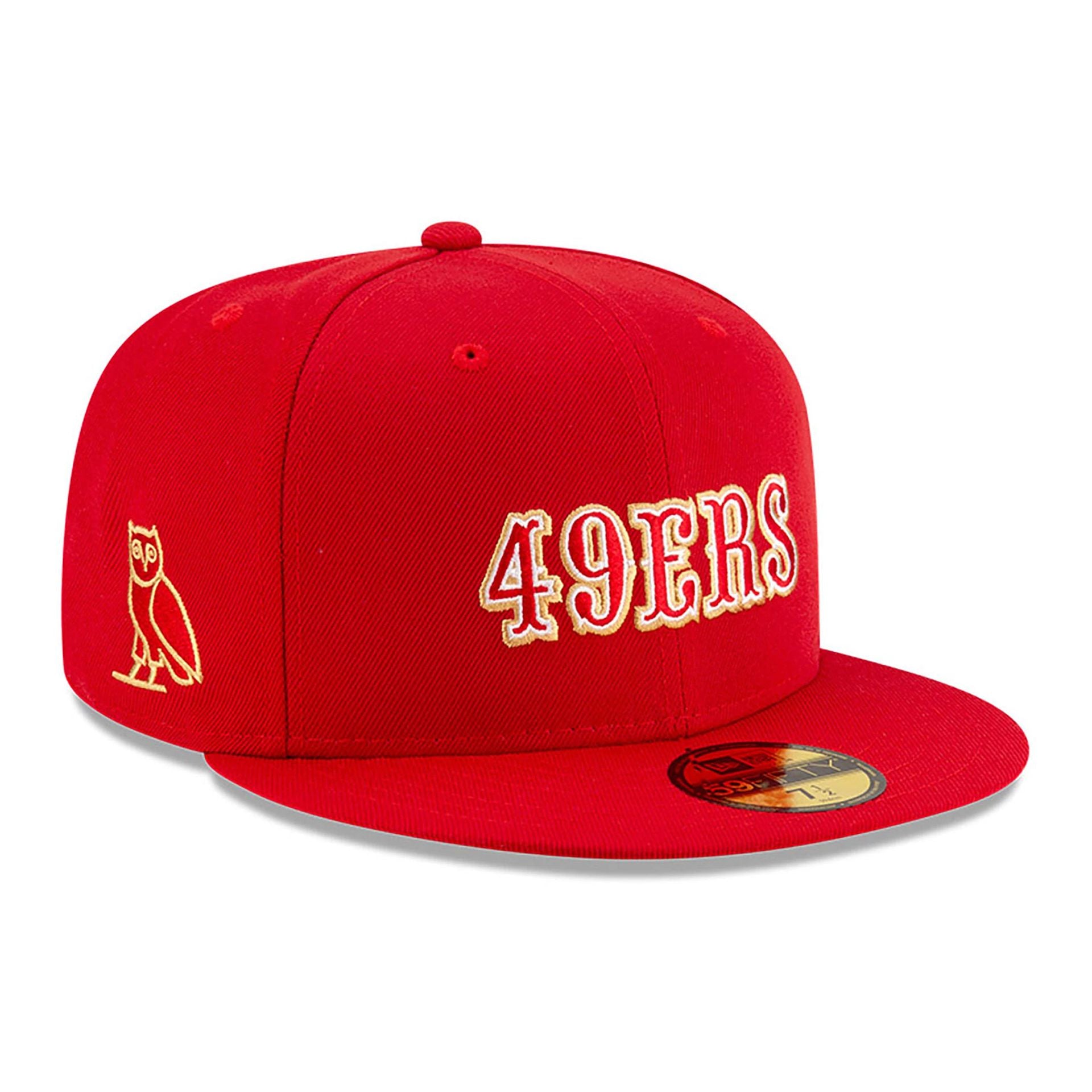 This is a San Francisco 49ers OVO x NFL Red 59FIFTY Fitted Cap 1