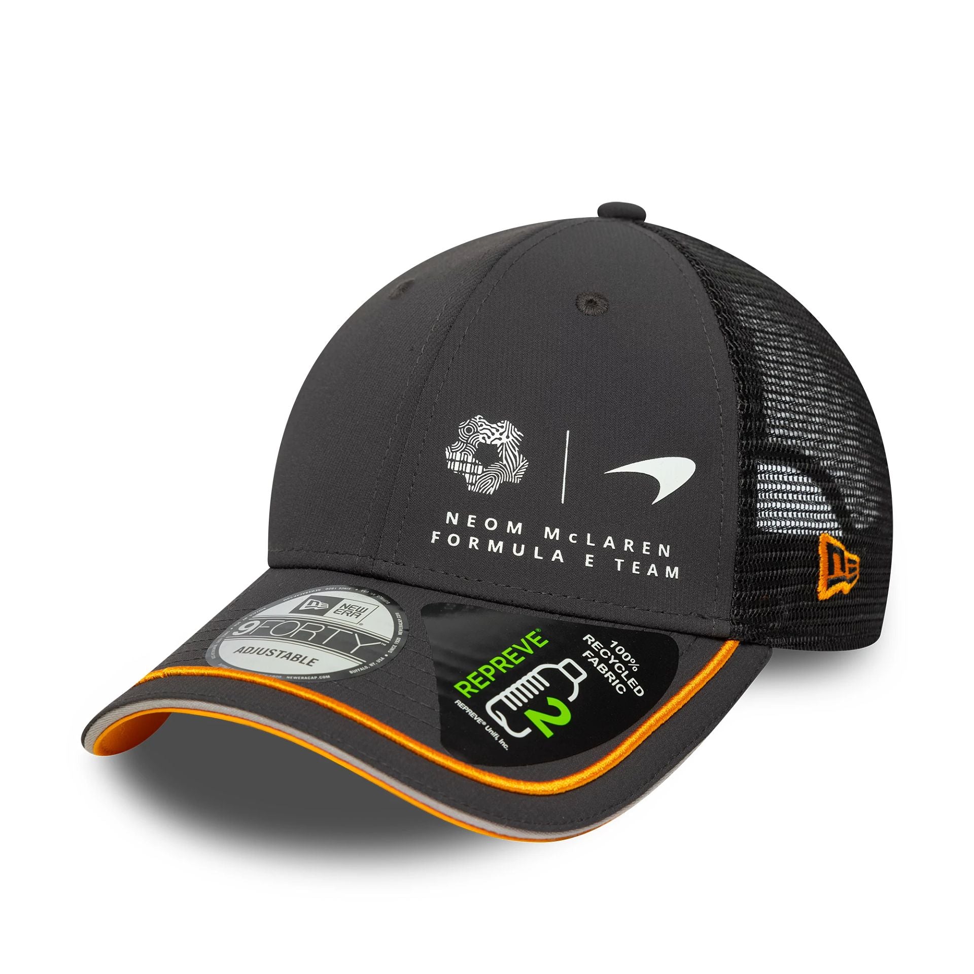 This is a Repreve® Replica Neom McLaren Extreme E Team Dark Grey 9FORTY Adjustable Cap 1