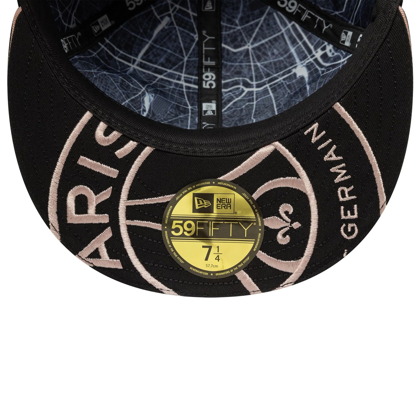 This is a Paris Saint Germain All Over Print Black 59FIFTY Fitted Cap 2