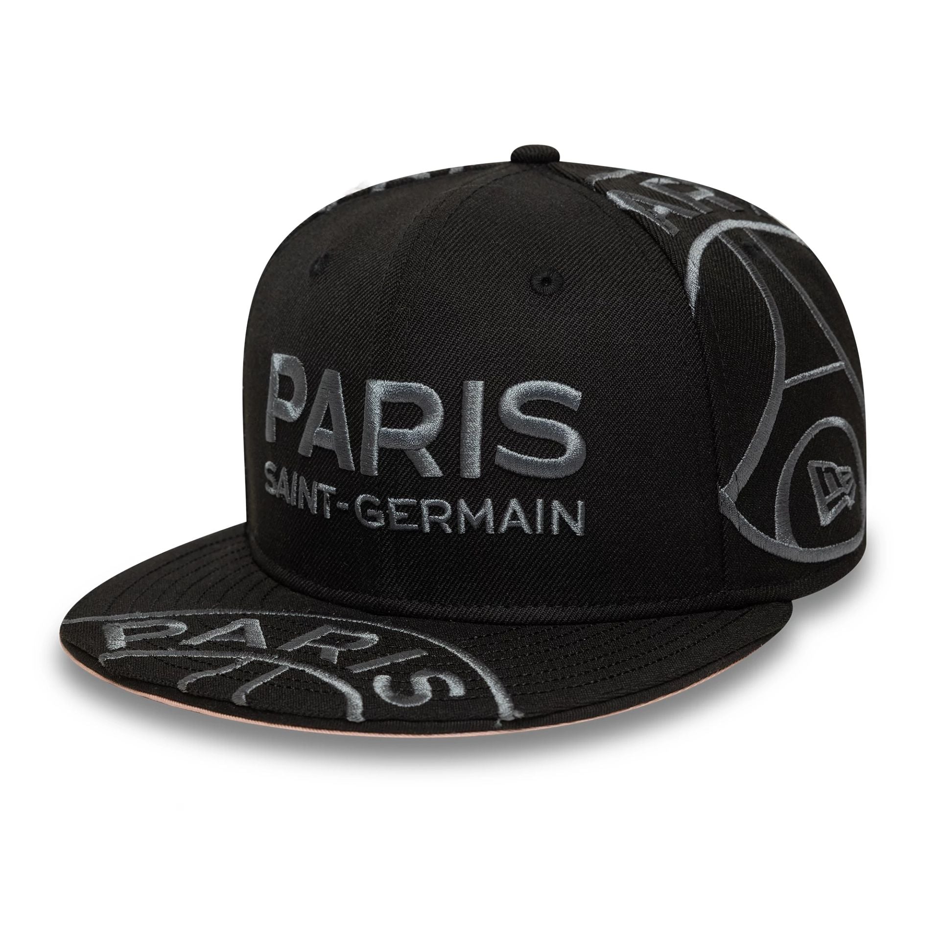 This is a Paris Saint Germain Tonal All Over Print Black 59FIFTY Fitted Cap 1