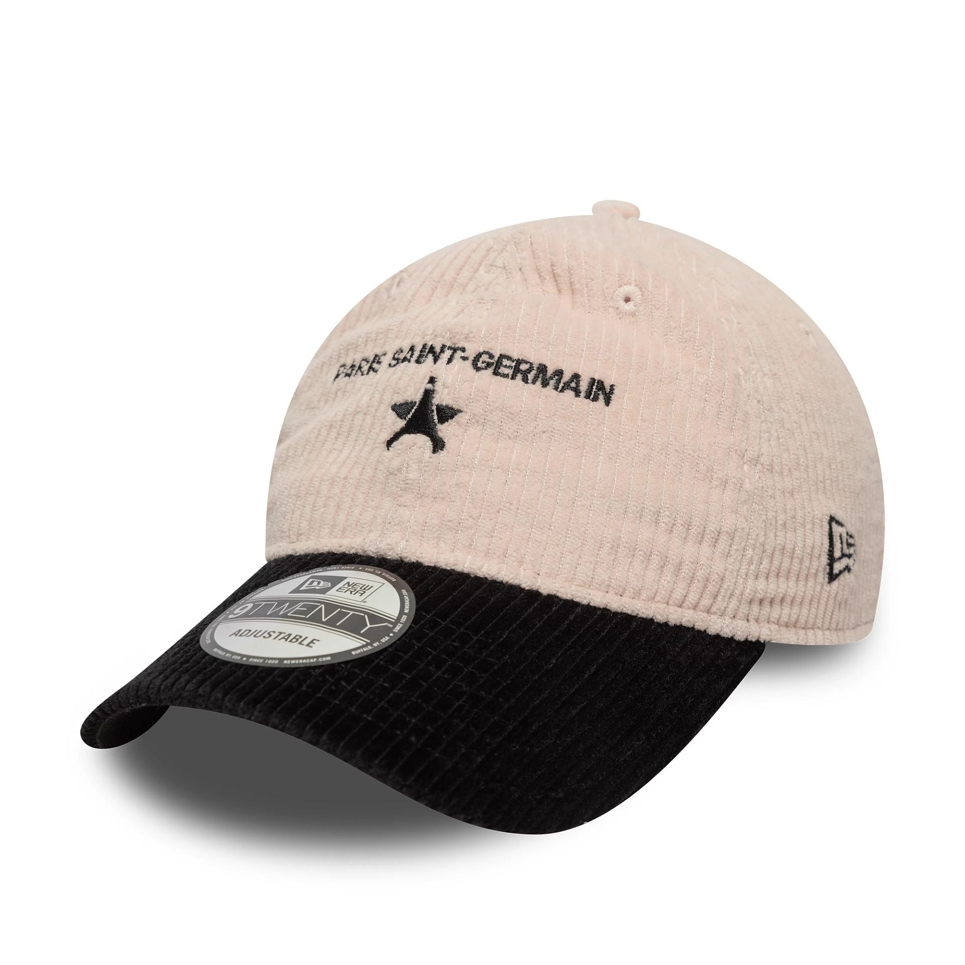 This is a Paris Saint-Germain Cord Pastel Pink 9TWENTY Adjustable Cap 1