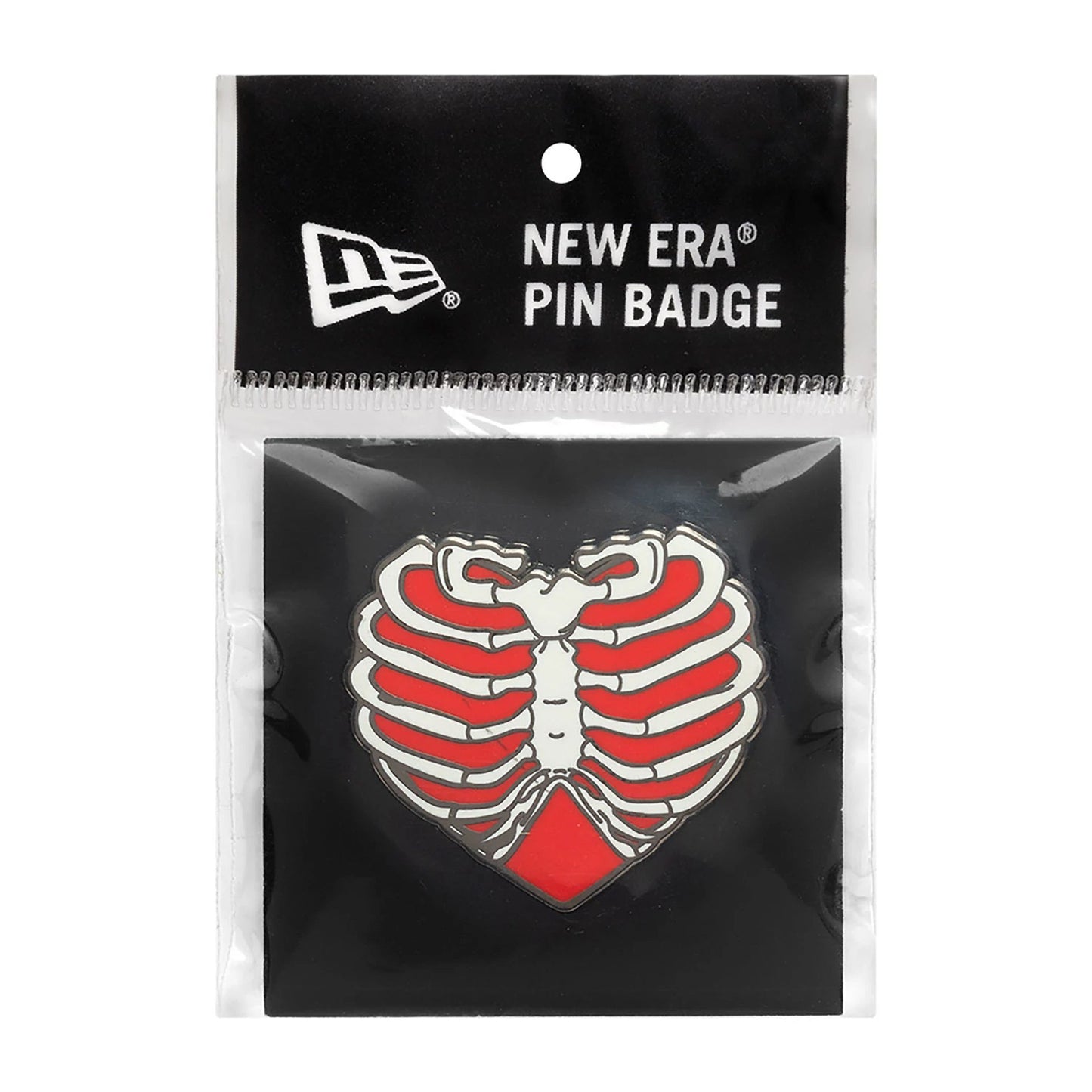 This is a New Era Valentine's Day Heart Rib Cage Red Pin Badge 3