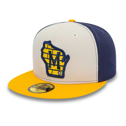 This is a Milwaukee Brewers MLB Chrome White 59FIFTY Fitted Cap 1