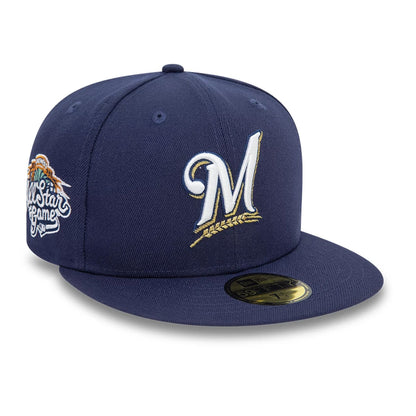 This is a Milwaukee Brewers MLB Blues Navy 59FIFTY Fitted Cap 1