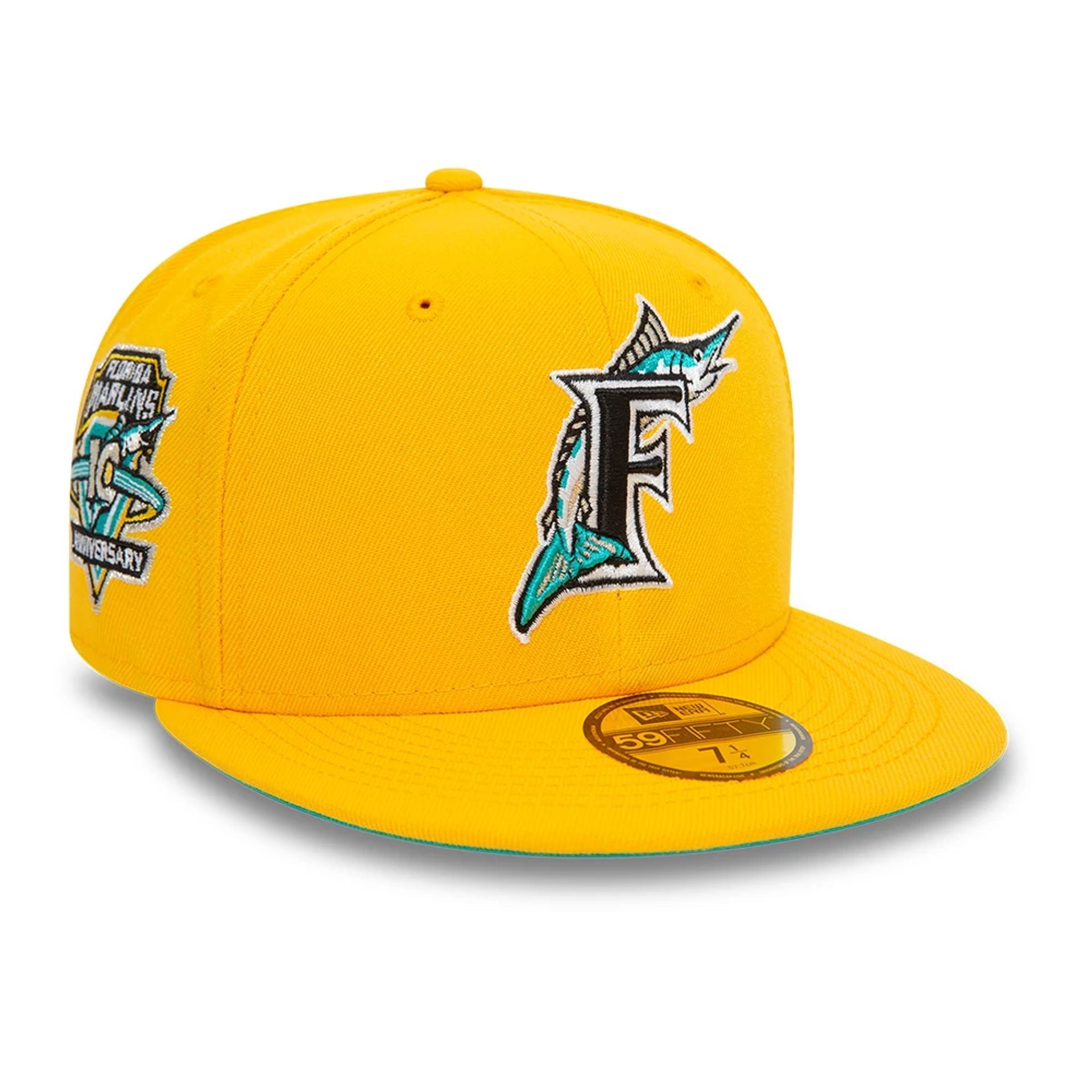 This is a Miami Marlins Cooperstown Yellow 59FIFTY Fitted Cap 1