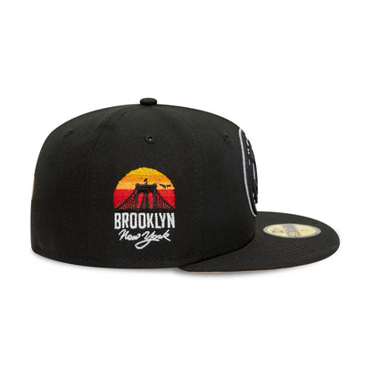 This is a Brooklyn Nets Sidepatch NBA Borough Of Neighbourhoods Black 59FIFTY Fitted Cap 7