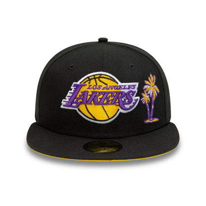 This is a LA Lakers Canary NBA Lakers Legacy Black 59FIFTY Fitted Cap 5