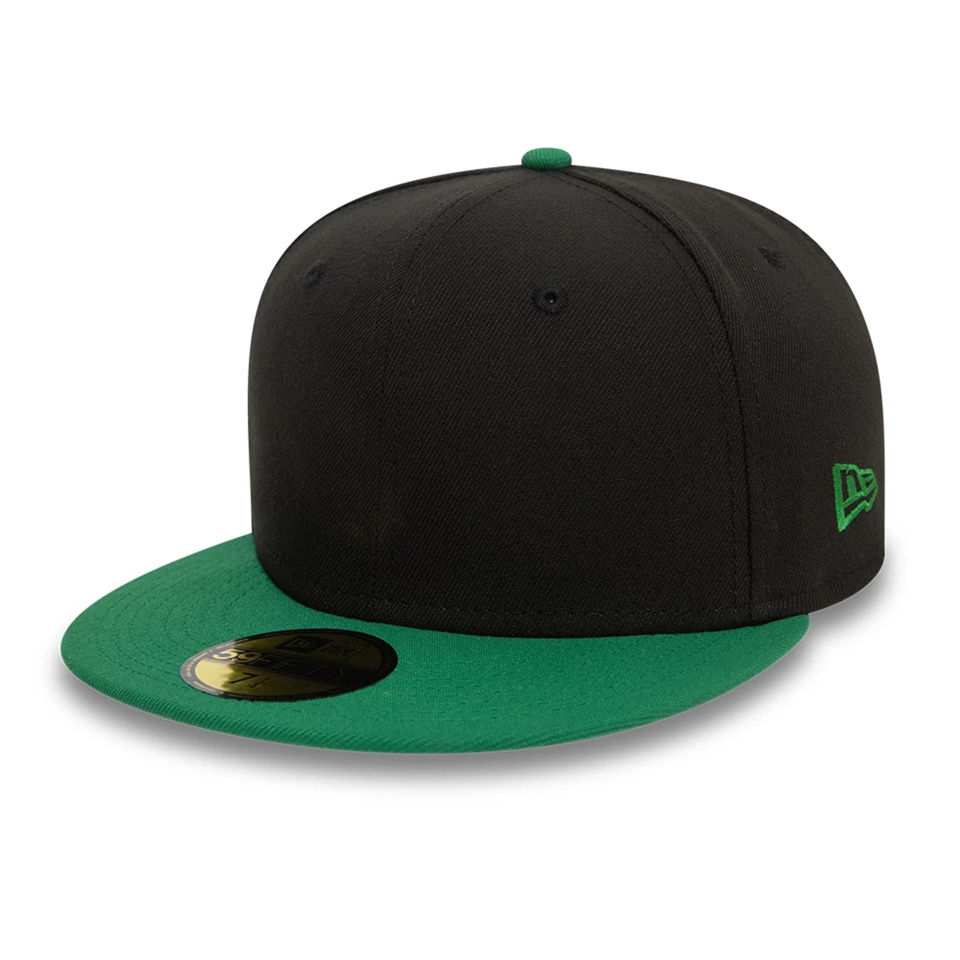 This is a New Era Contrast Crown Black and Green 59FIFTY Fitted Cap 1