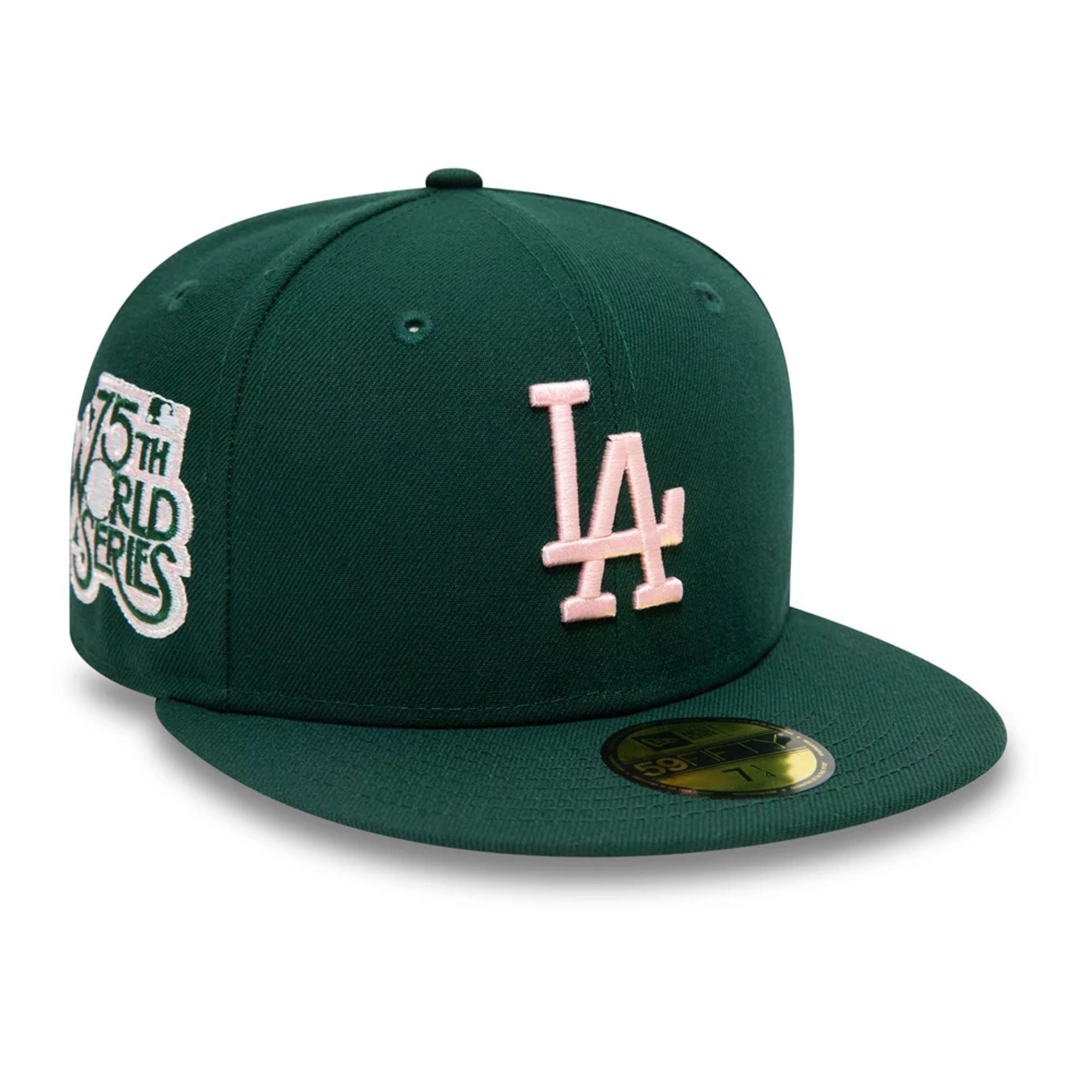 This is a LA Dodgers Cooperstown World Series Dark Green 59FIFTY Fitted Cap 1