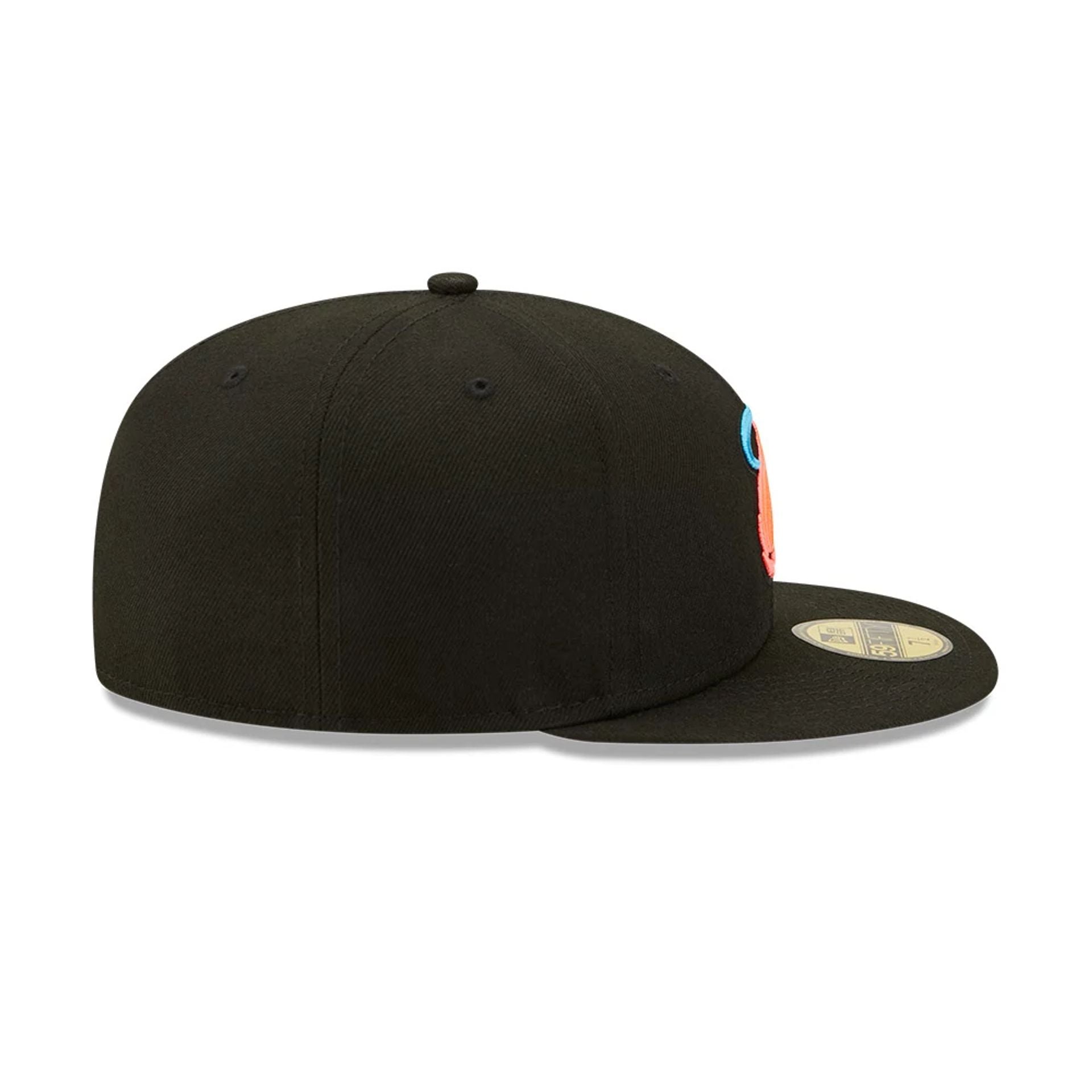 This is a Miami Heat Neon Black 59FIFTY Fitted Cap 7