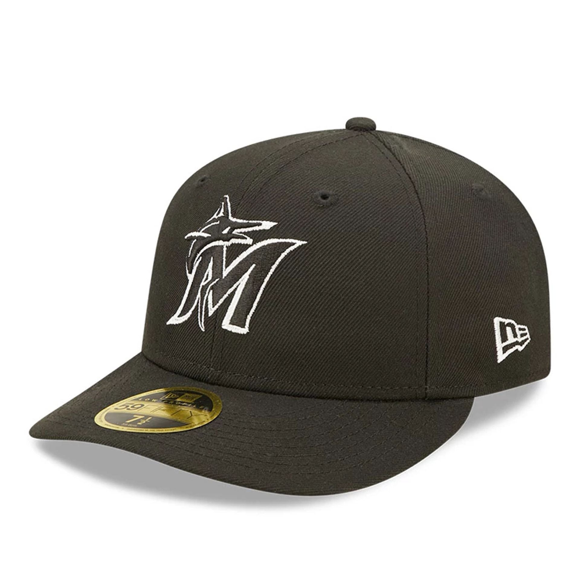 This is a Miami Marlins Black Low Profile 59FIFTY Fitted Cap 1