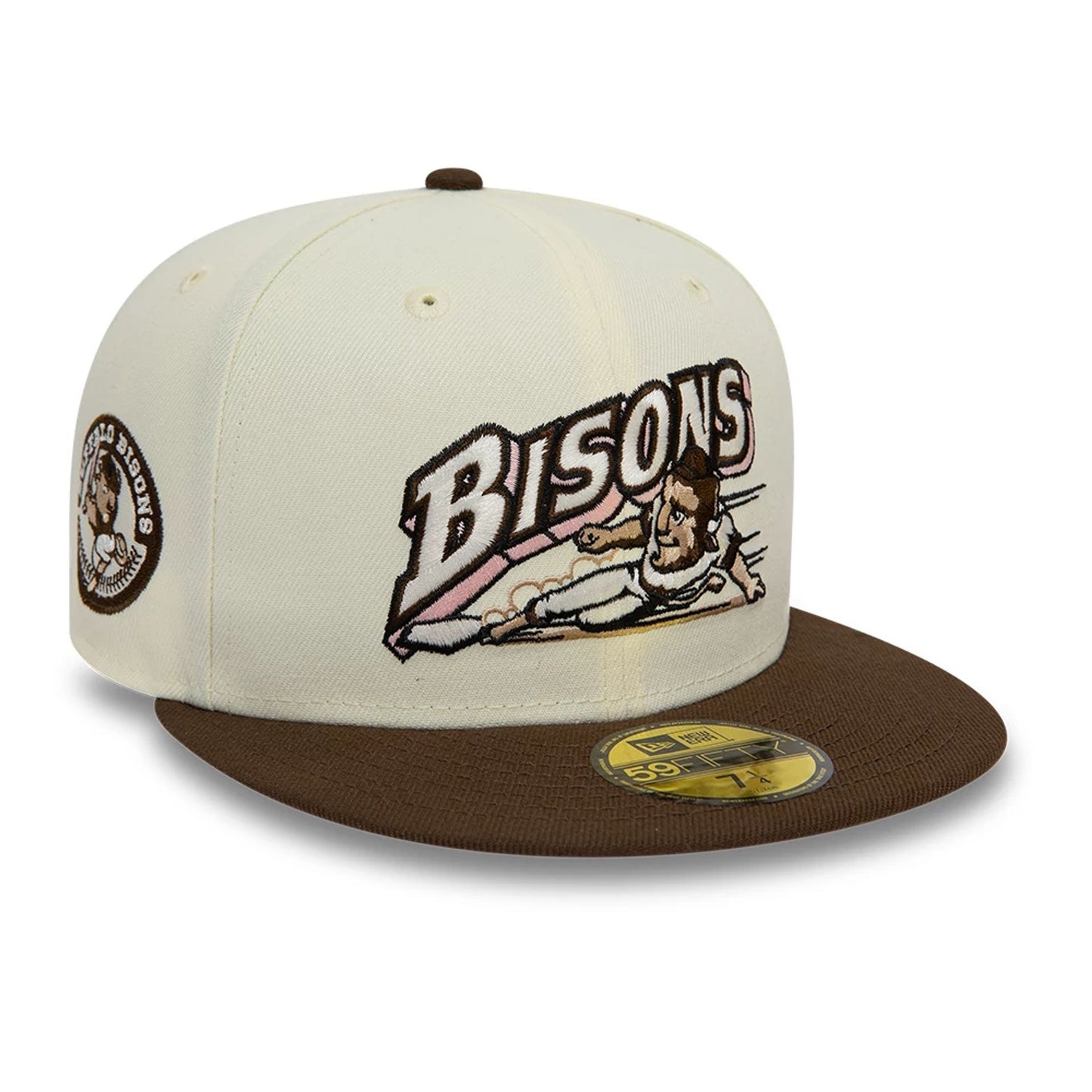 This is a Buffalo Bisons MiLB Off White 59FIFTY Fitted Cap 1