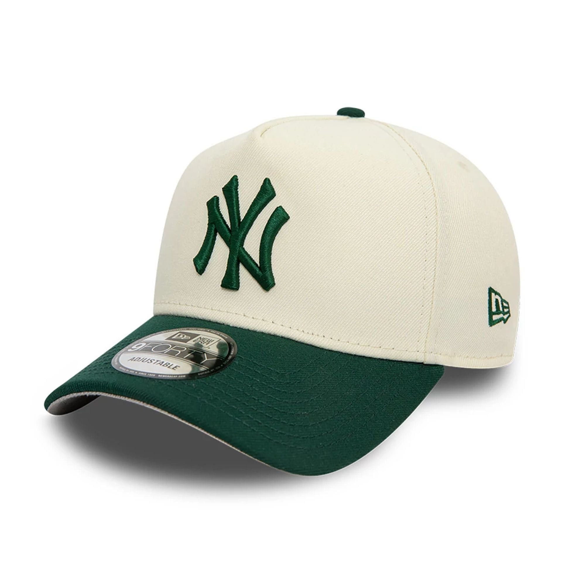 This is a New York Yankees MLB Off White A-Frame 9FORTY Adjustable Cap 1