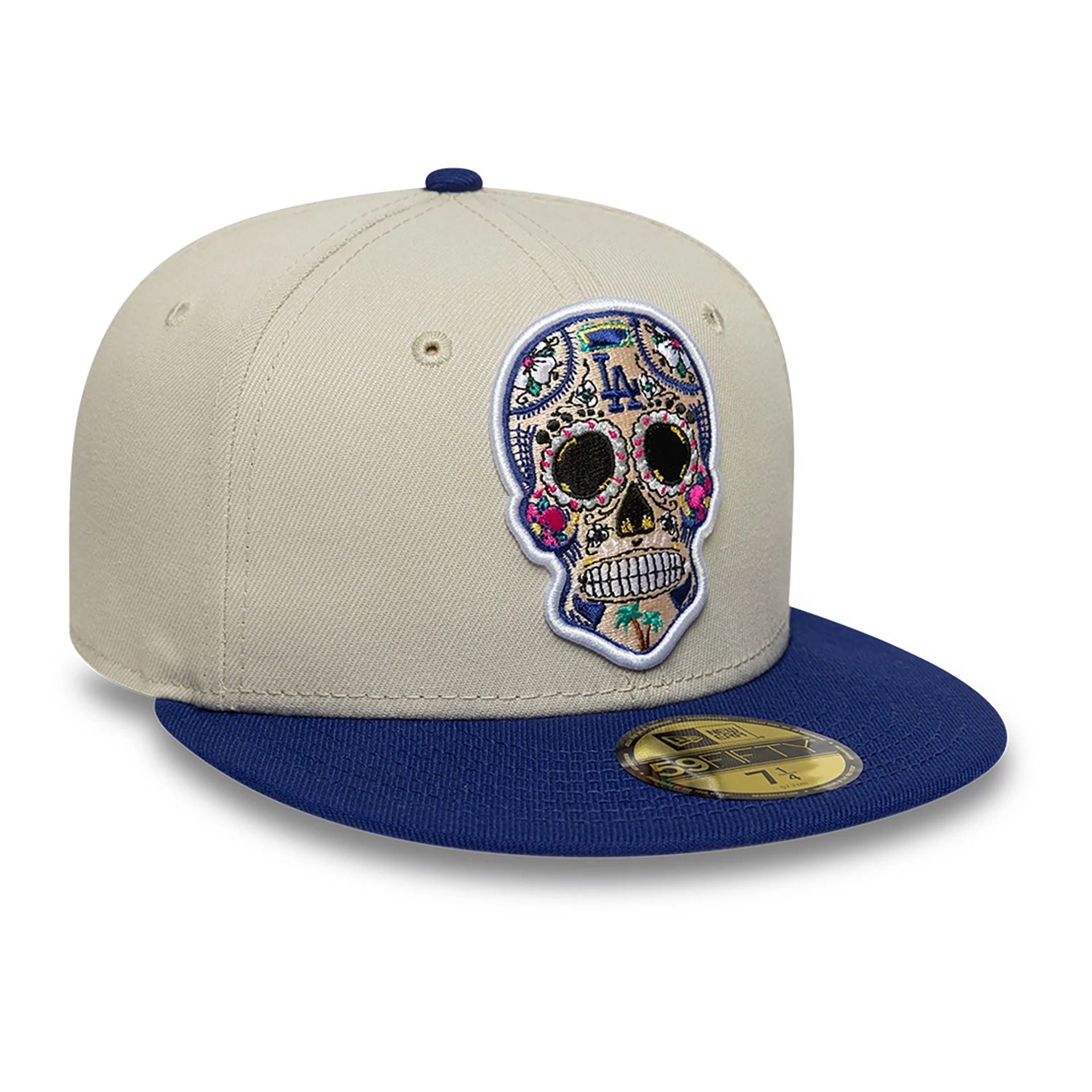 This is a LA Dodgers MLB Skull Beige 59FIFTY Fitted Cap 4