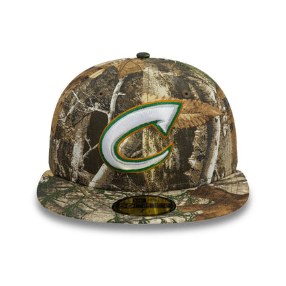 This is a Columbus Clippers Real Tree All Over Print Khaki 59FIFTY Fitted Cap 5