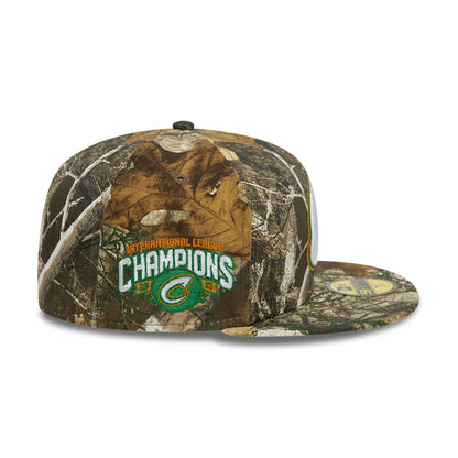 This is a Columbus Clippers Real Tree All Over Print Khaki 59FIFTY Fitted Cap 3