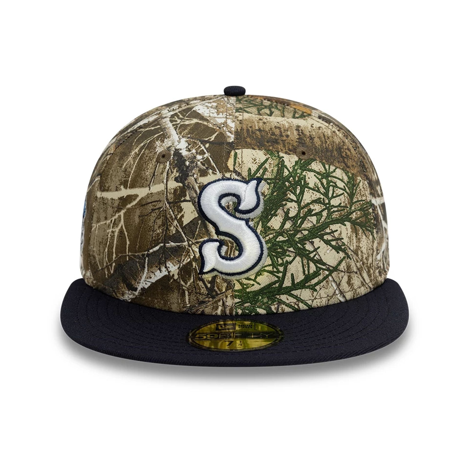 This is a Syracuse Mets Real Tree All Over Print Khaki 59FIFTY Fitted Cap 6