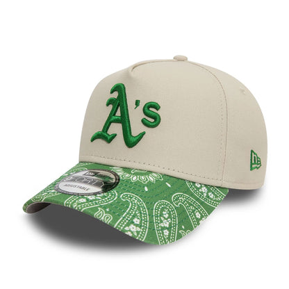 This is a Oakland Athletics Pastel Paisley Light Beige 9FORTY A-Frame Adjustable Cap 1