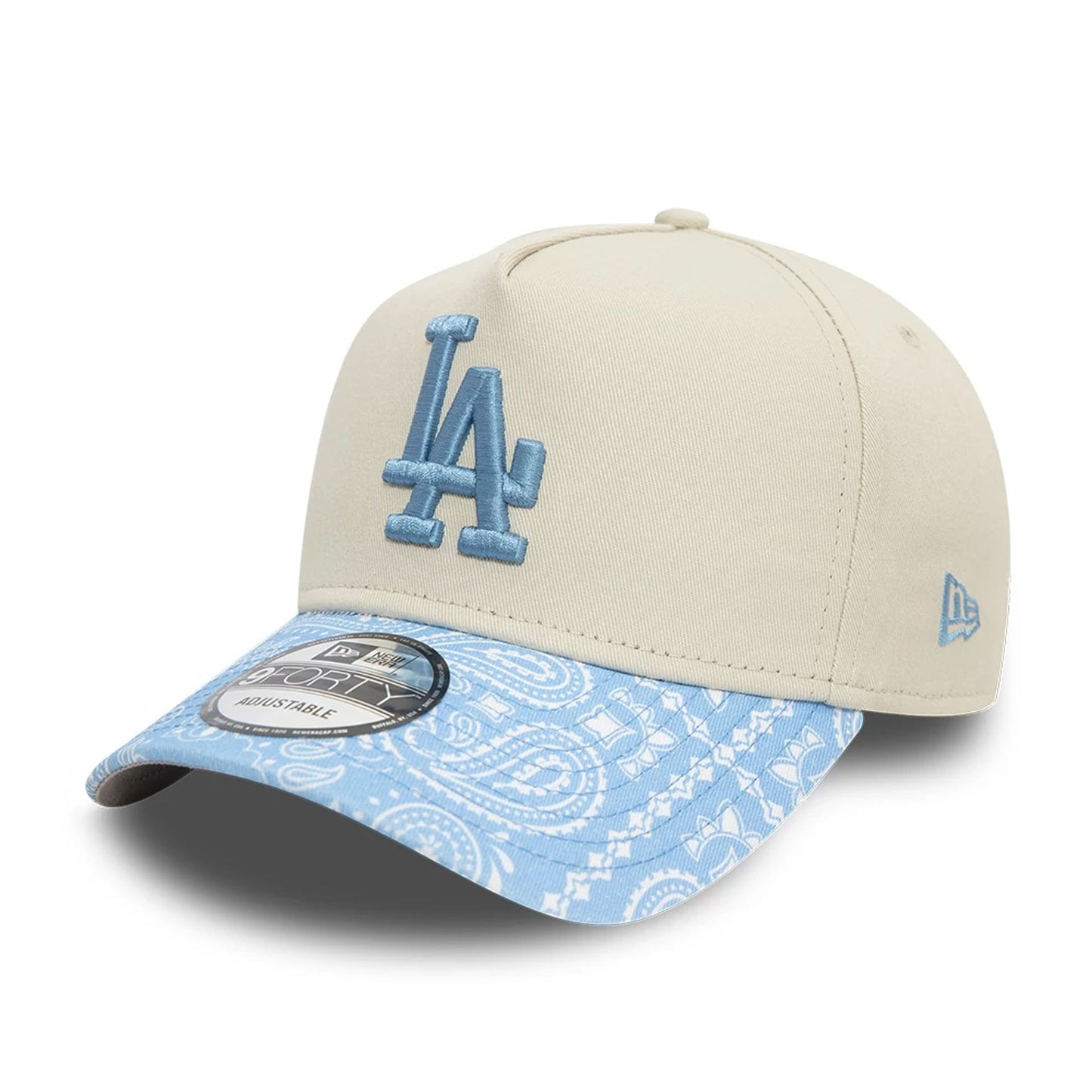 This is a LA Dodgers Pastel Paisley Light Beige 9FORTY A-Frame Adjustable Cap 1