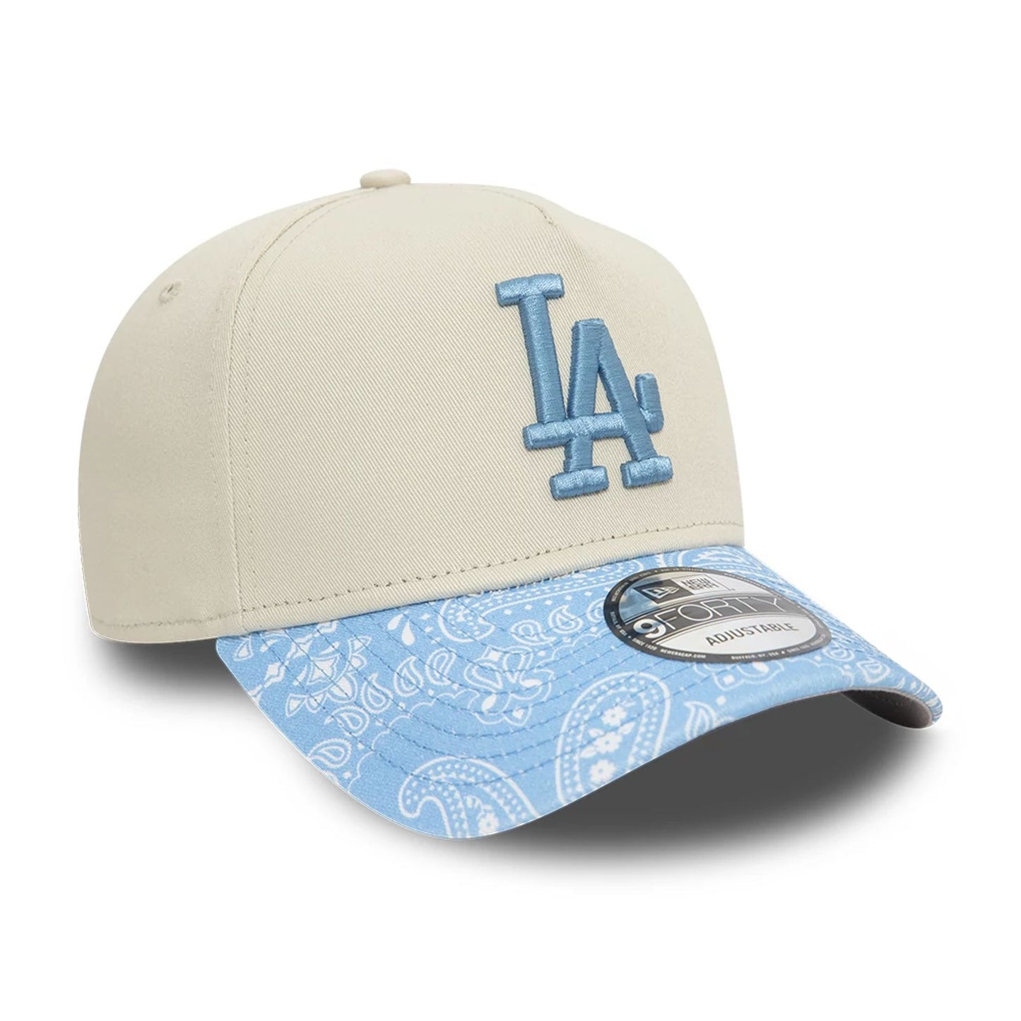 This is a LA Dodgers Pastel Paisley Light Beige 9FORTY A-Frame Adjustable Cap 7