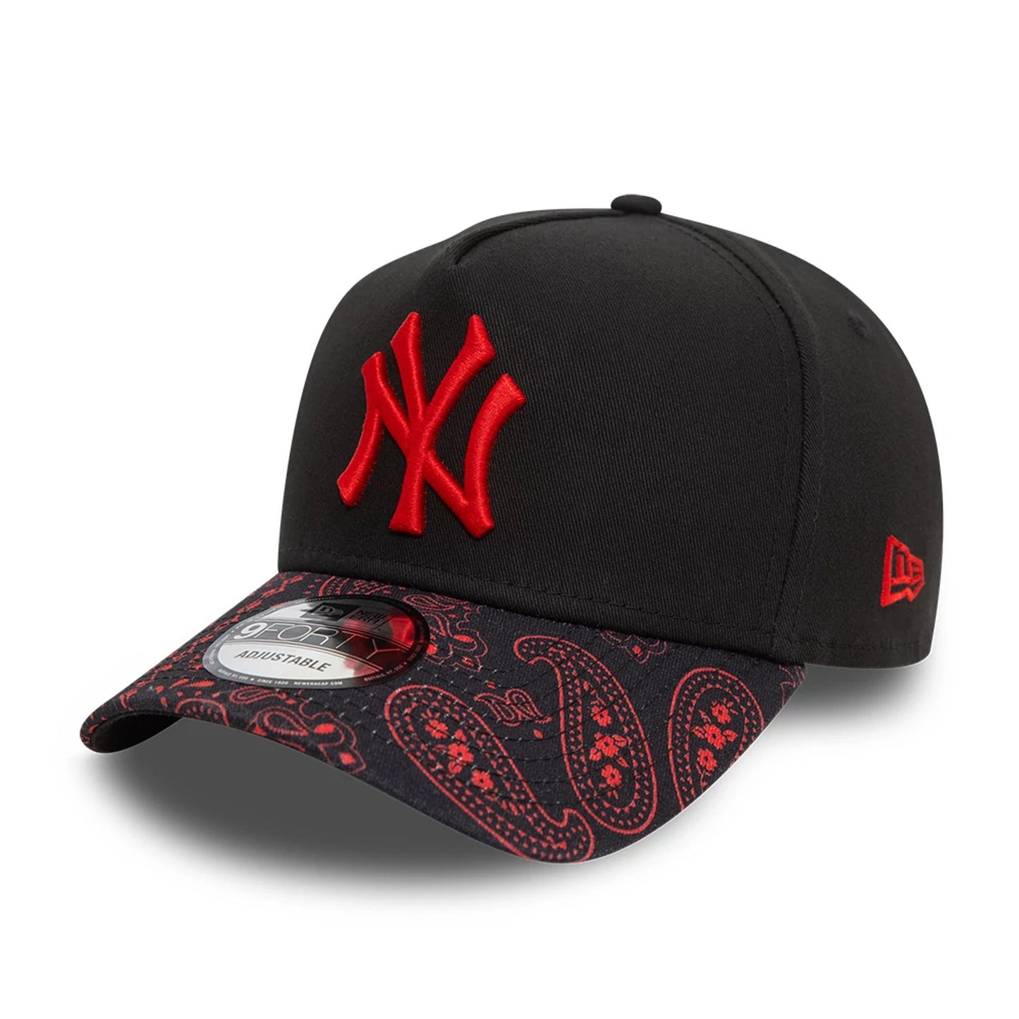 This is a New York Yankees Pastel Paisley Black 9FORTY A-Frame Adjustable Cap 1