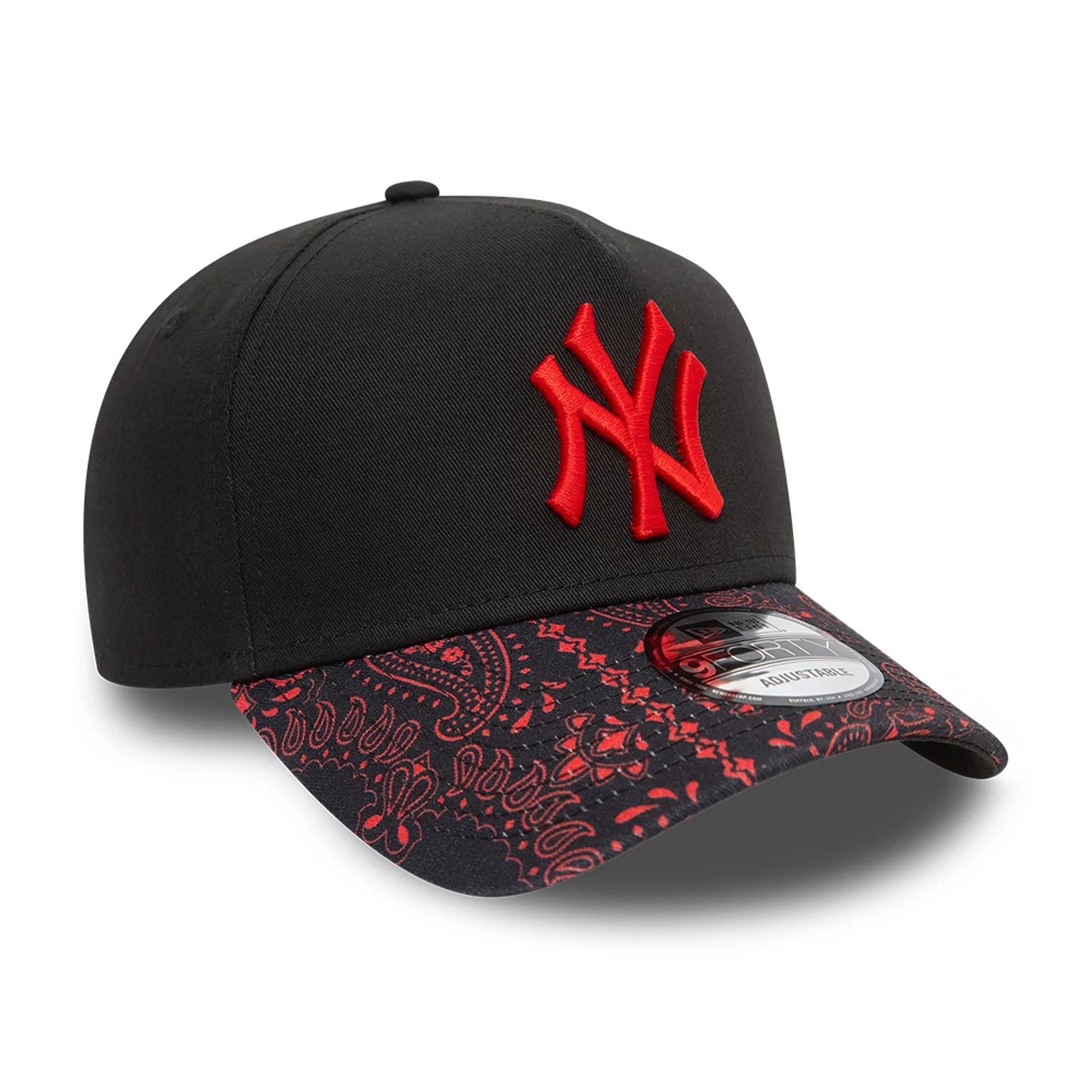 This is a New York Yankees Pastel Paisley Black 9FORTY A-Frame Adjustable Cap 7