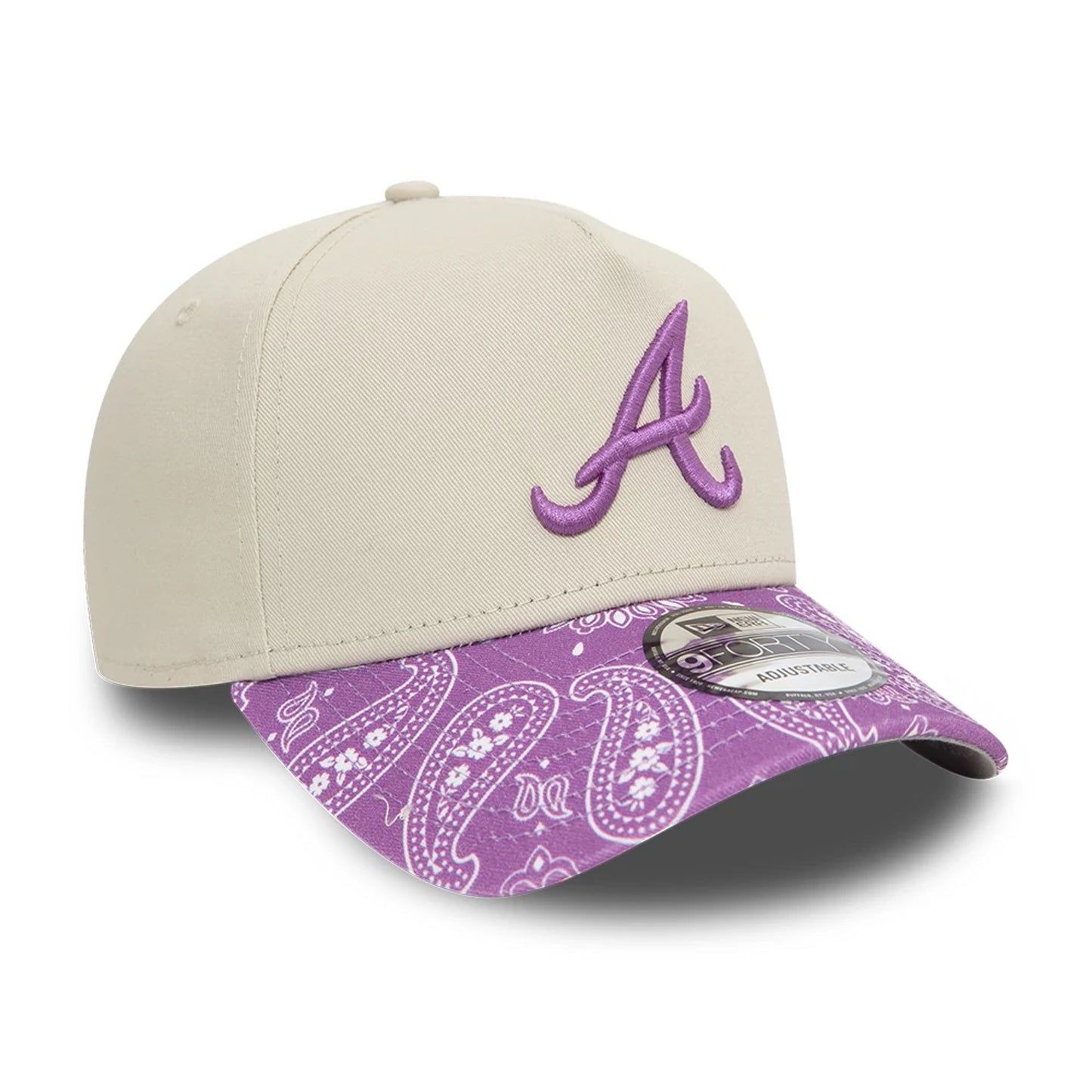 This is a Atlanta Braves Pastel Paisley Light Beige 9FORTY A-Frame Adjustable Cap 7