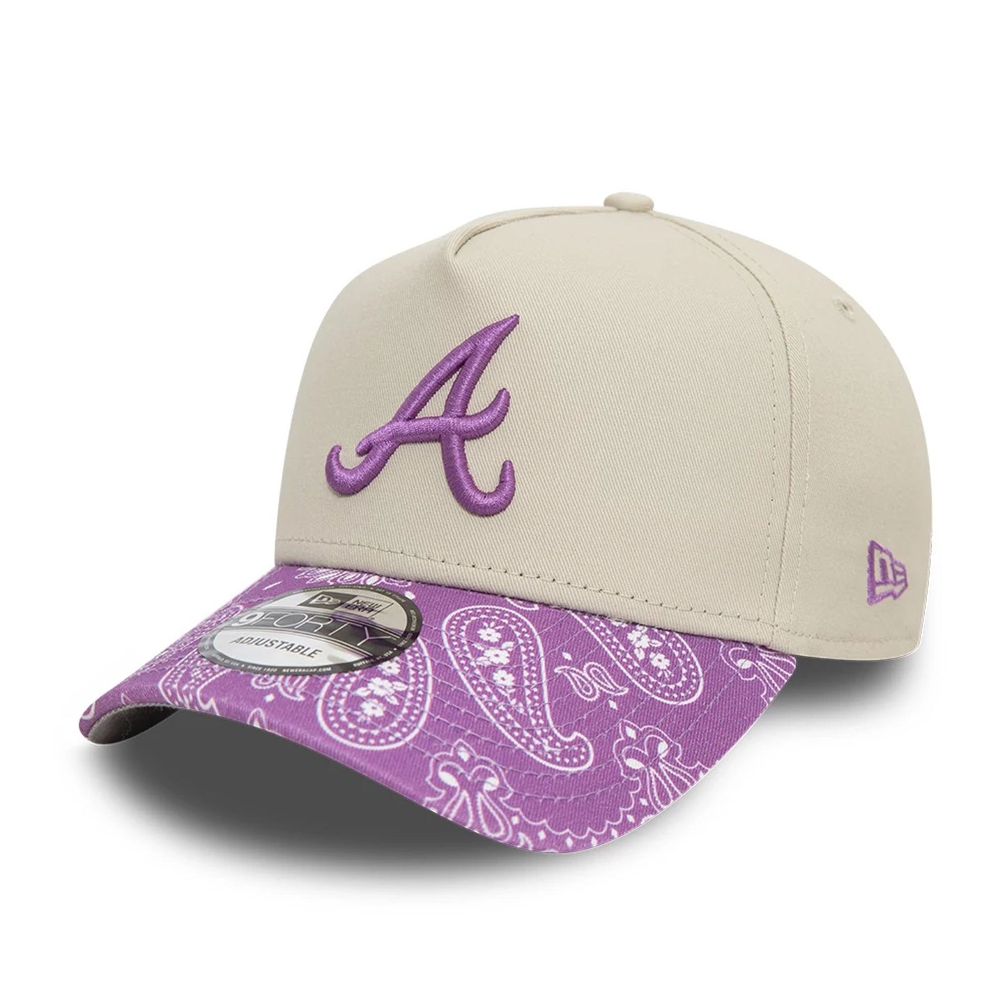 This is a Atlanta Braves Pastel Paisley Light Beige 9FORTY A-Frame Adjustable Cap 1